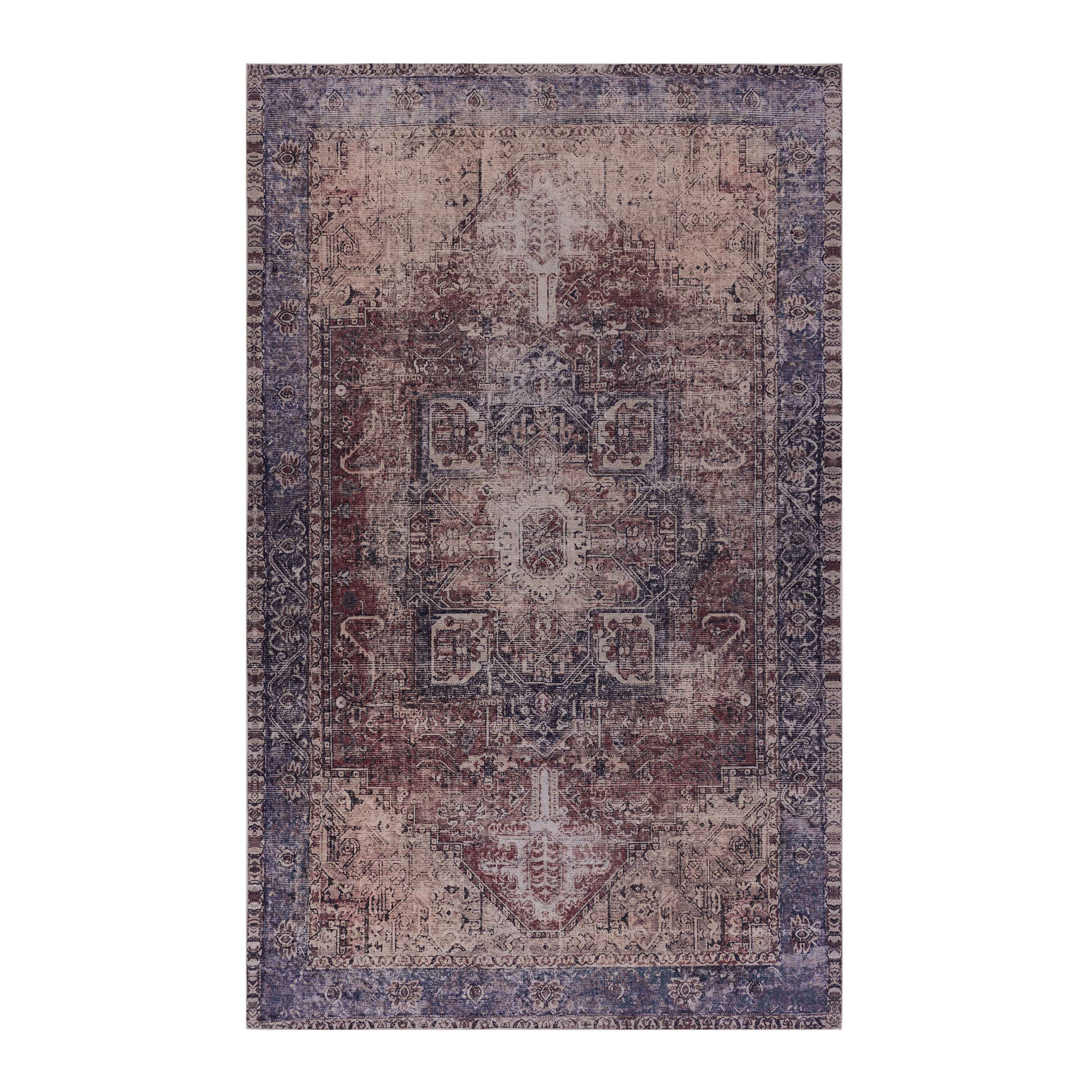 Naar 5x8 Area Rugs for Living Room, Washable Rug, Low-Pile, Non-Slip, Non-Shedding, Foldable, (Burgundy, 5'x8')