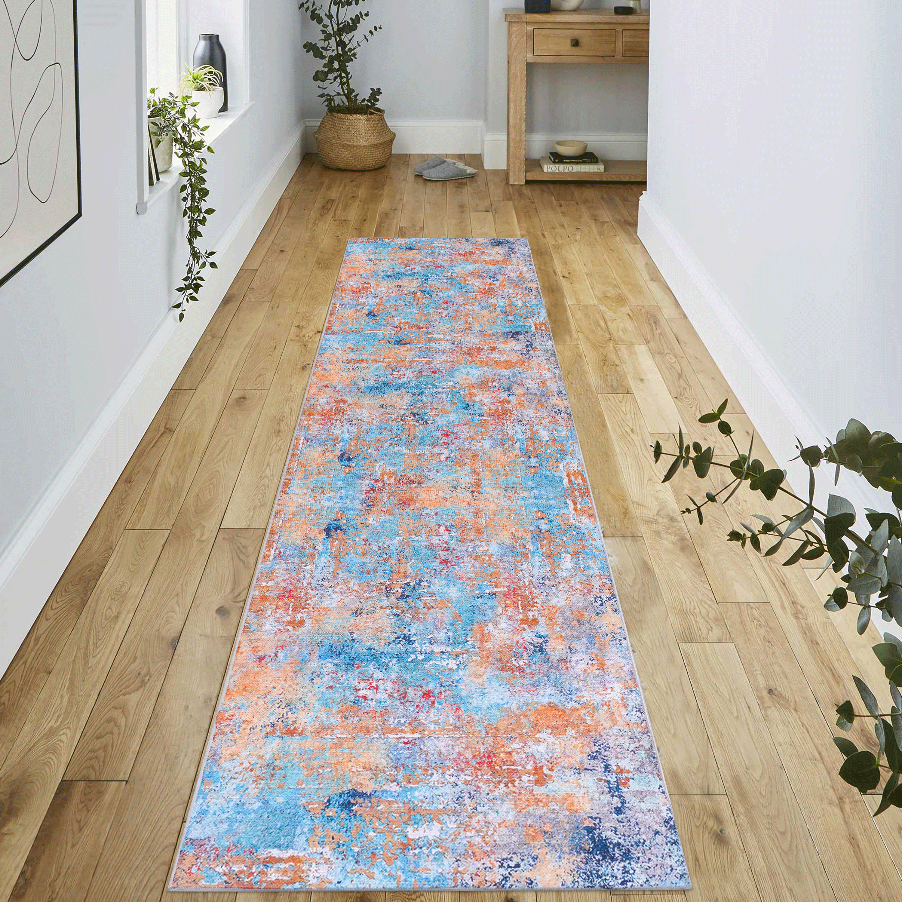 Naar Area Rugs, Washable Rug, Low-Pile, Non-Slip, Non-Shedding, Foldable, (Multi, 2'6'' x 10')