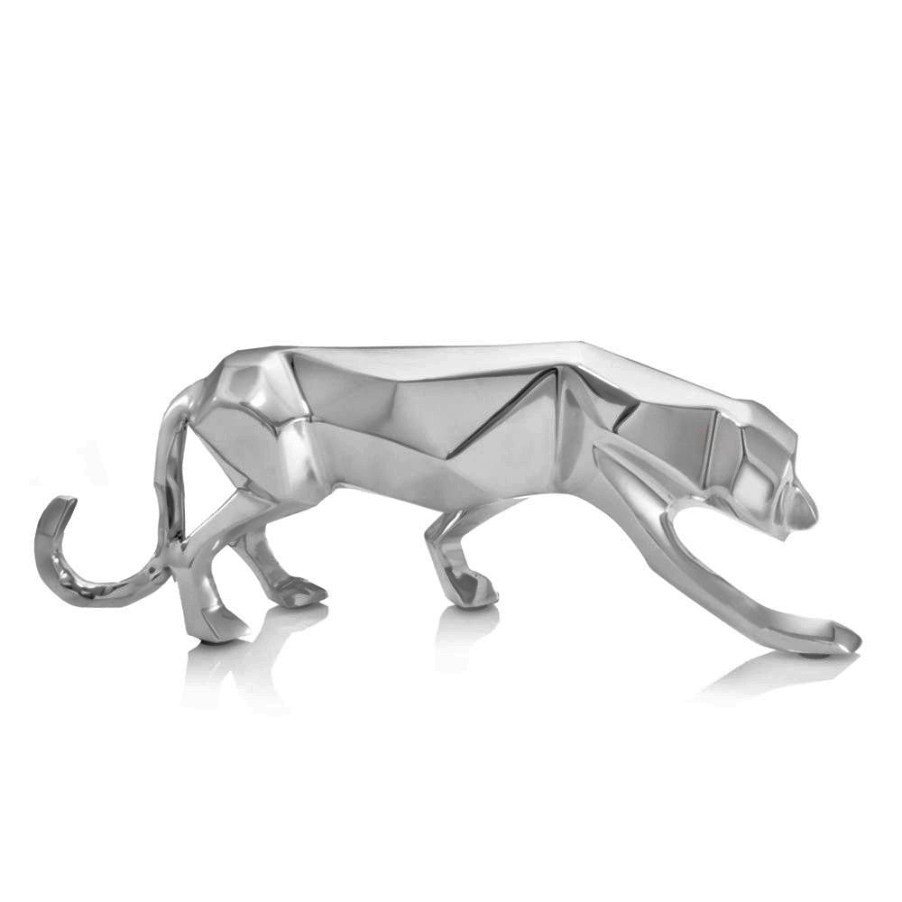 Silver Aluminum Panther Sculpture