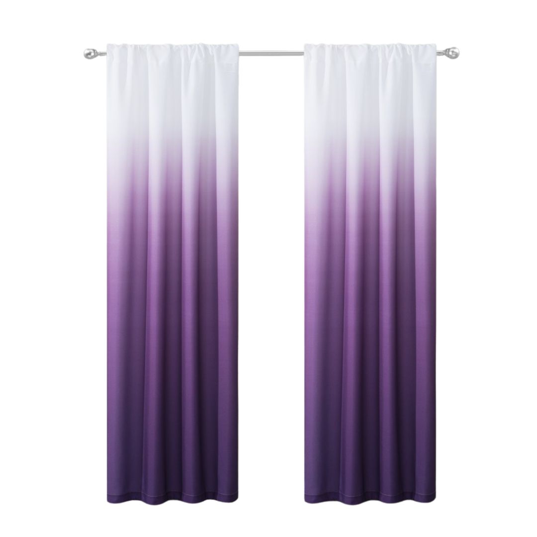 Set of Two Purple Ombre Window Curtain Panels