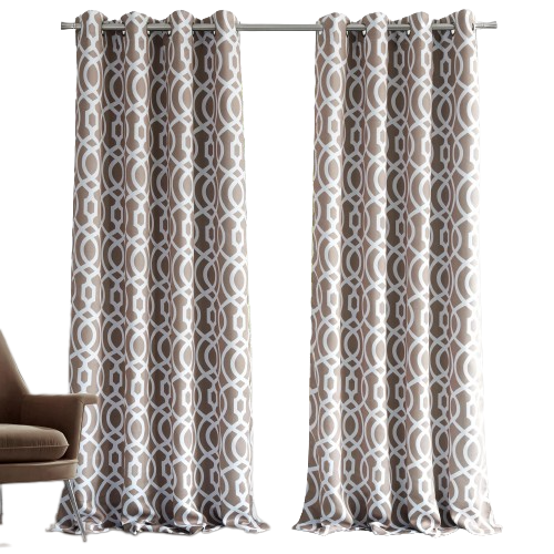 Taupe Trellis Black Out Window Curtain Panel