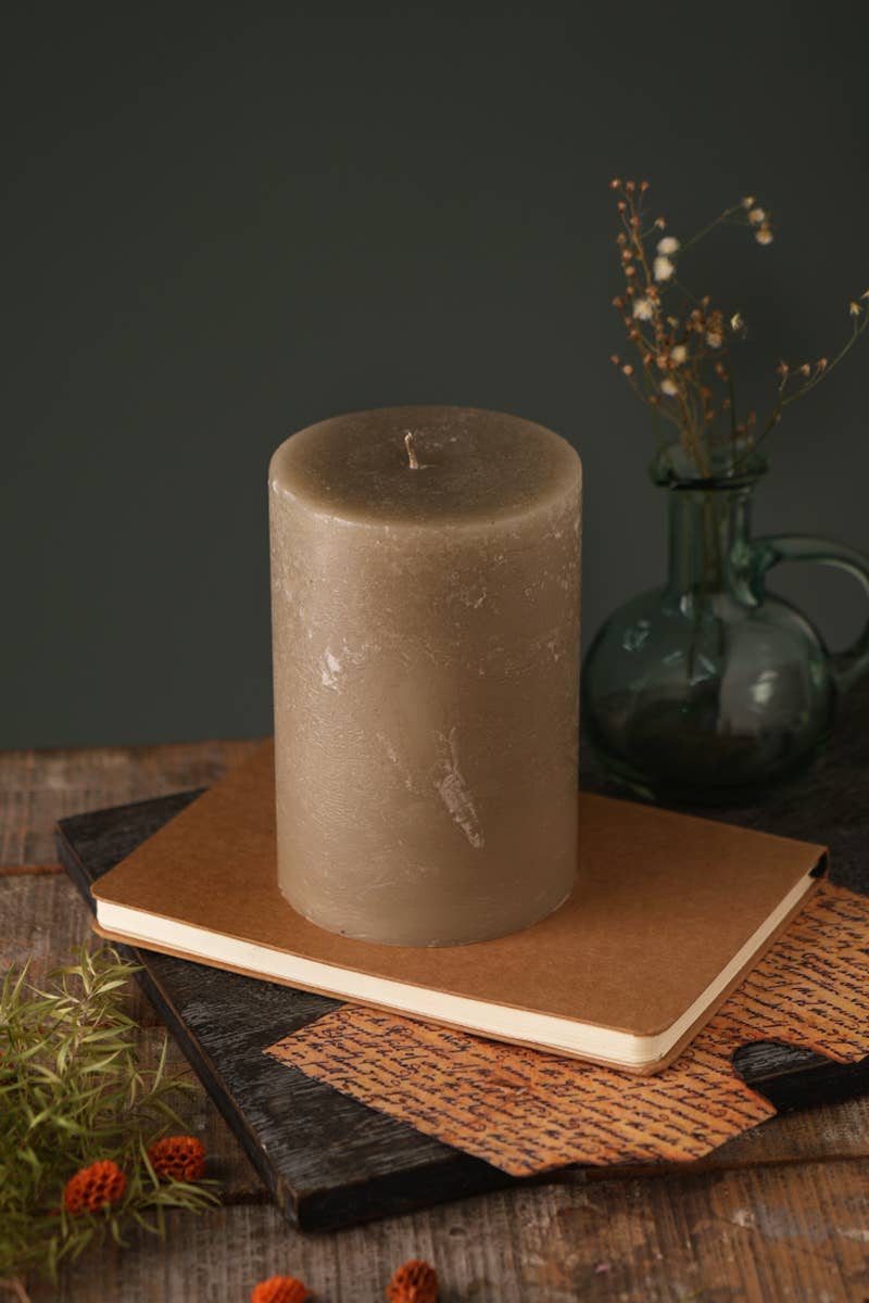 Rustic Pillar Candle Set Of 4 Red