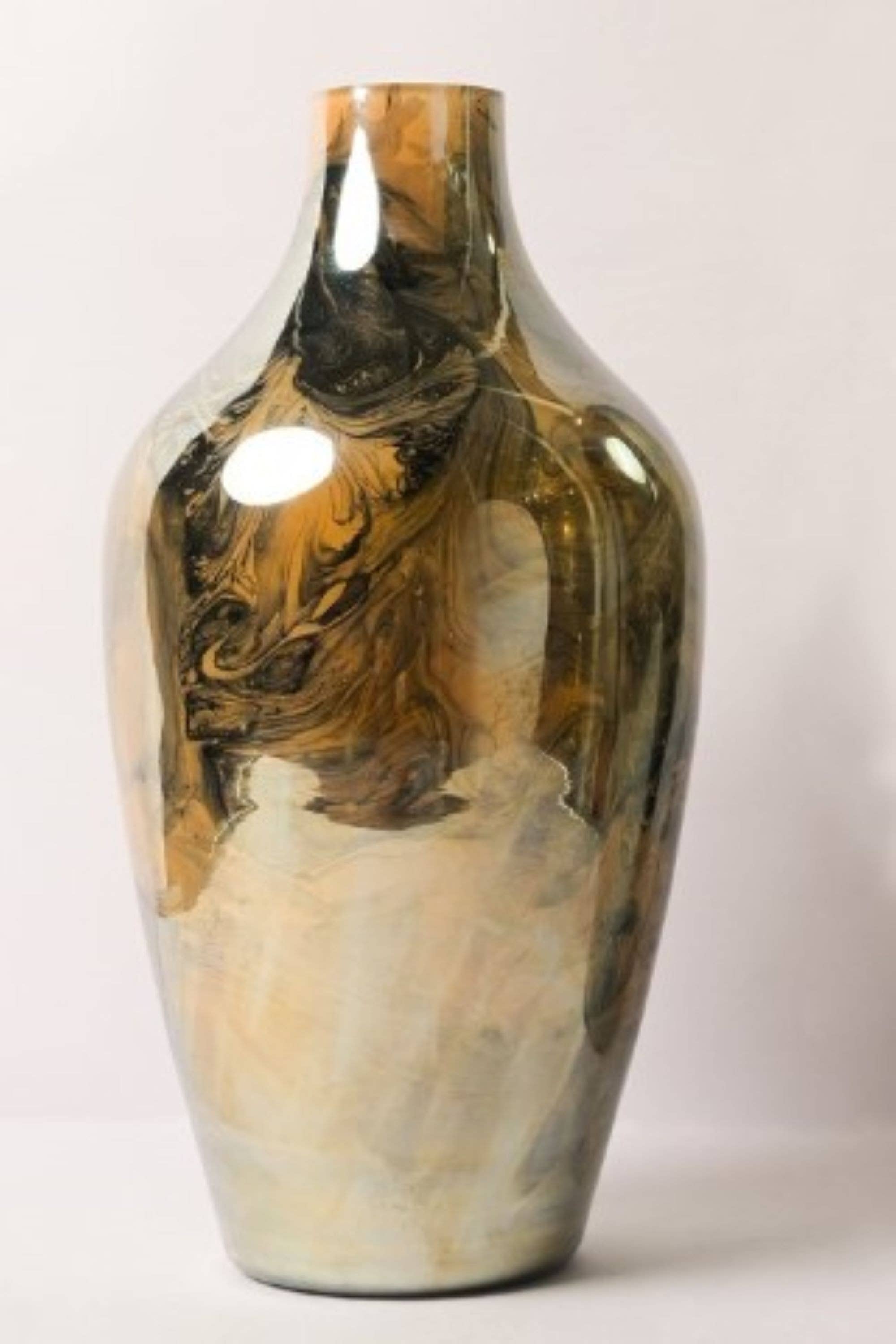 Marble Finsih Gold & Black Small Vase