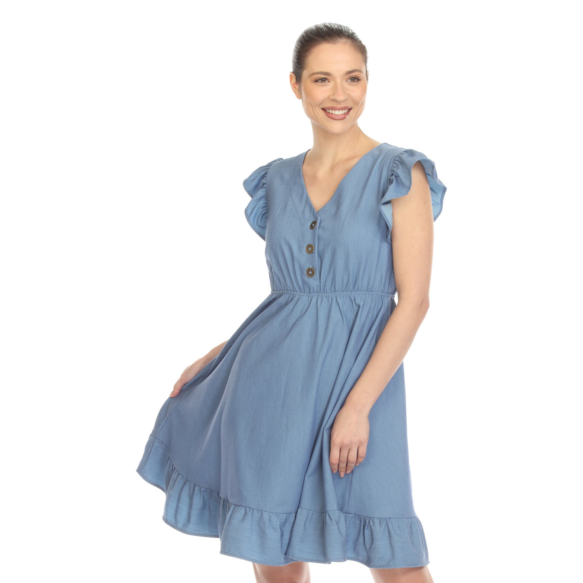 Women's Ruffle Sleeve Knee-Length Dress (2 Colors Available)