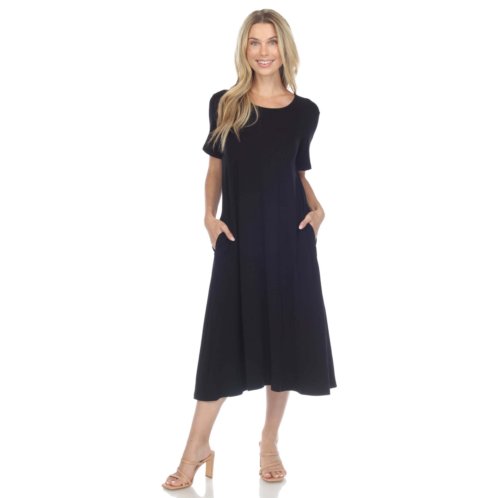 Women's Short Sleeve Midi Dress (7 Colors Available)