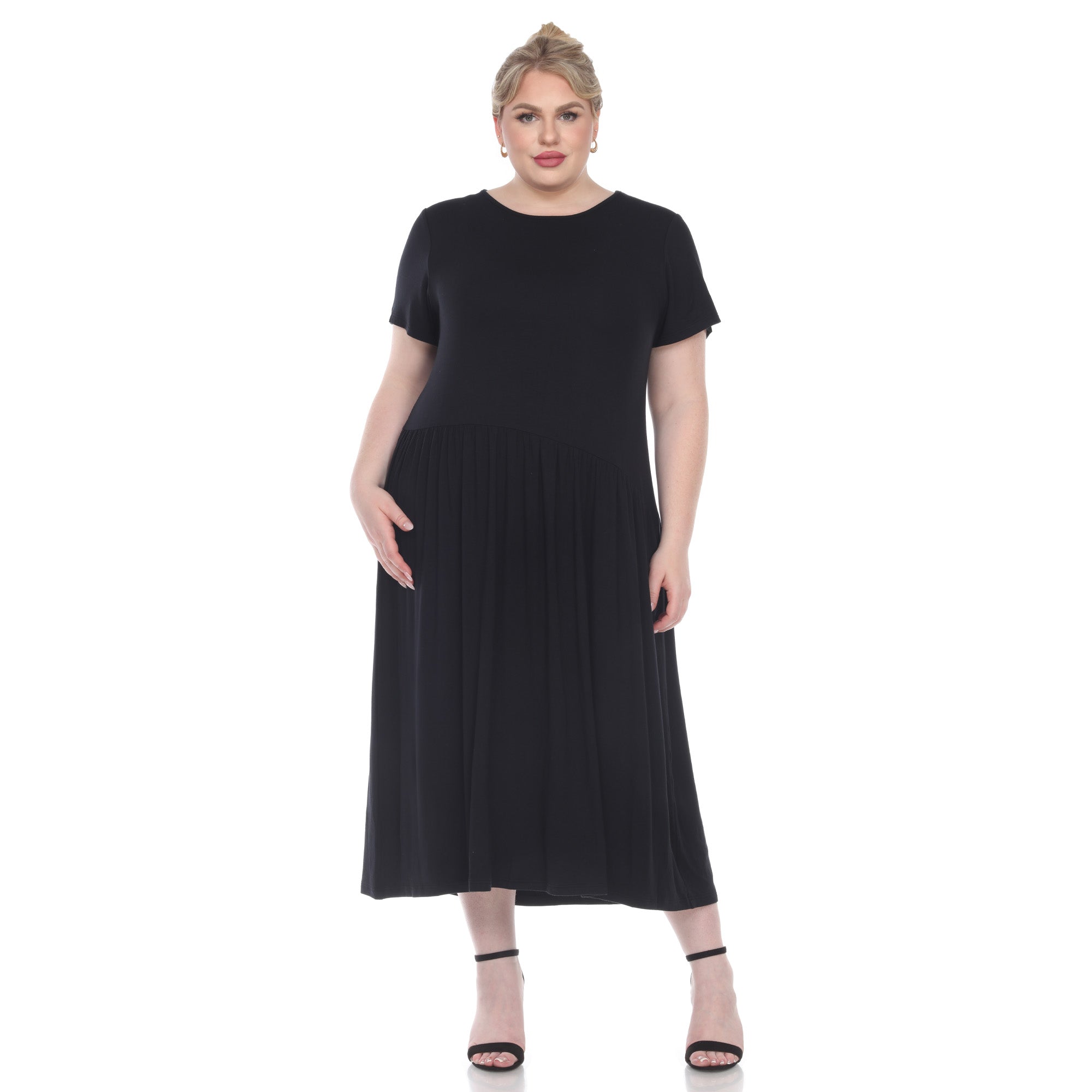 Short Sleeves Maxi Dress - Plus (5 Colors Available)