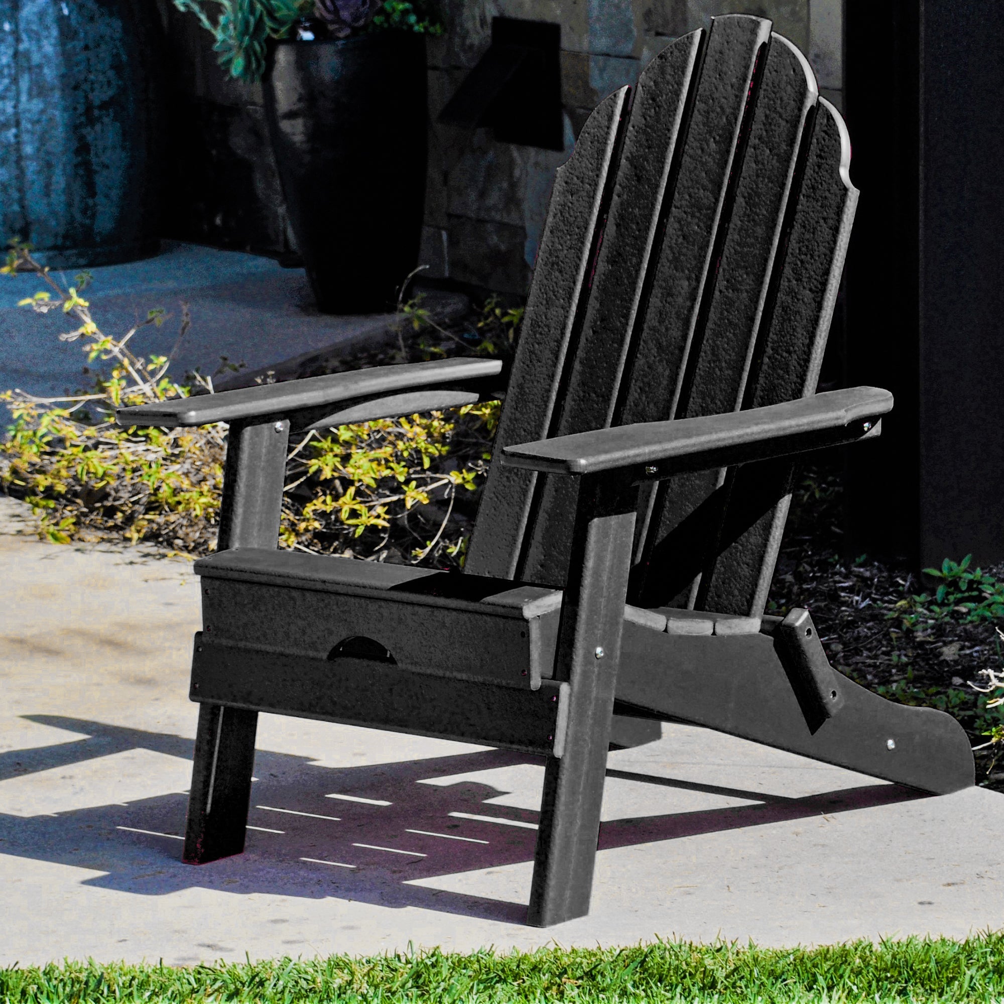 Adirondack Chair, Ultra Durable Weather Resistant Design, Easy Folding - 300 lb Capacity, Black