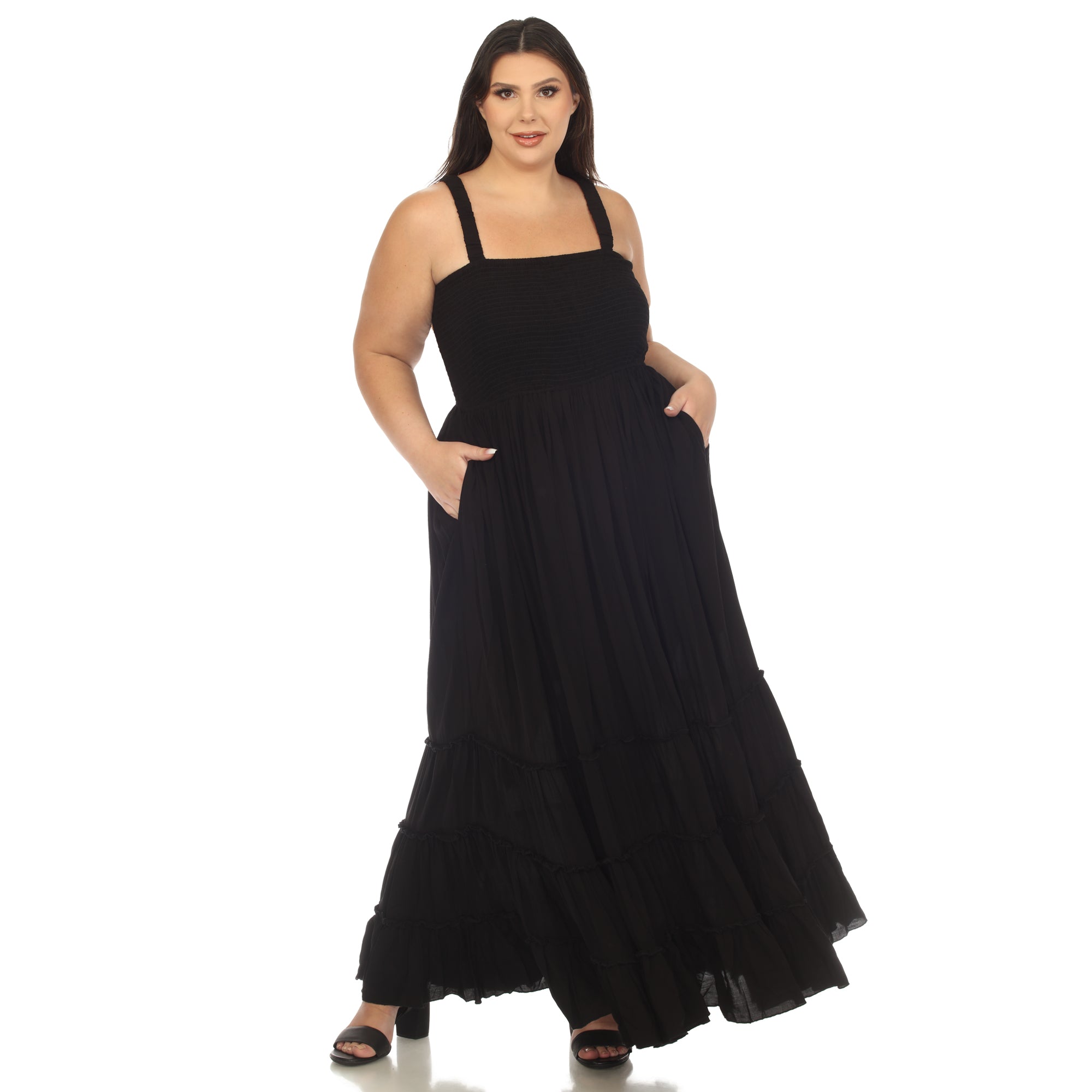 Smocked Ruffle Maxi Dress - Plus