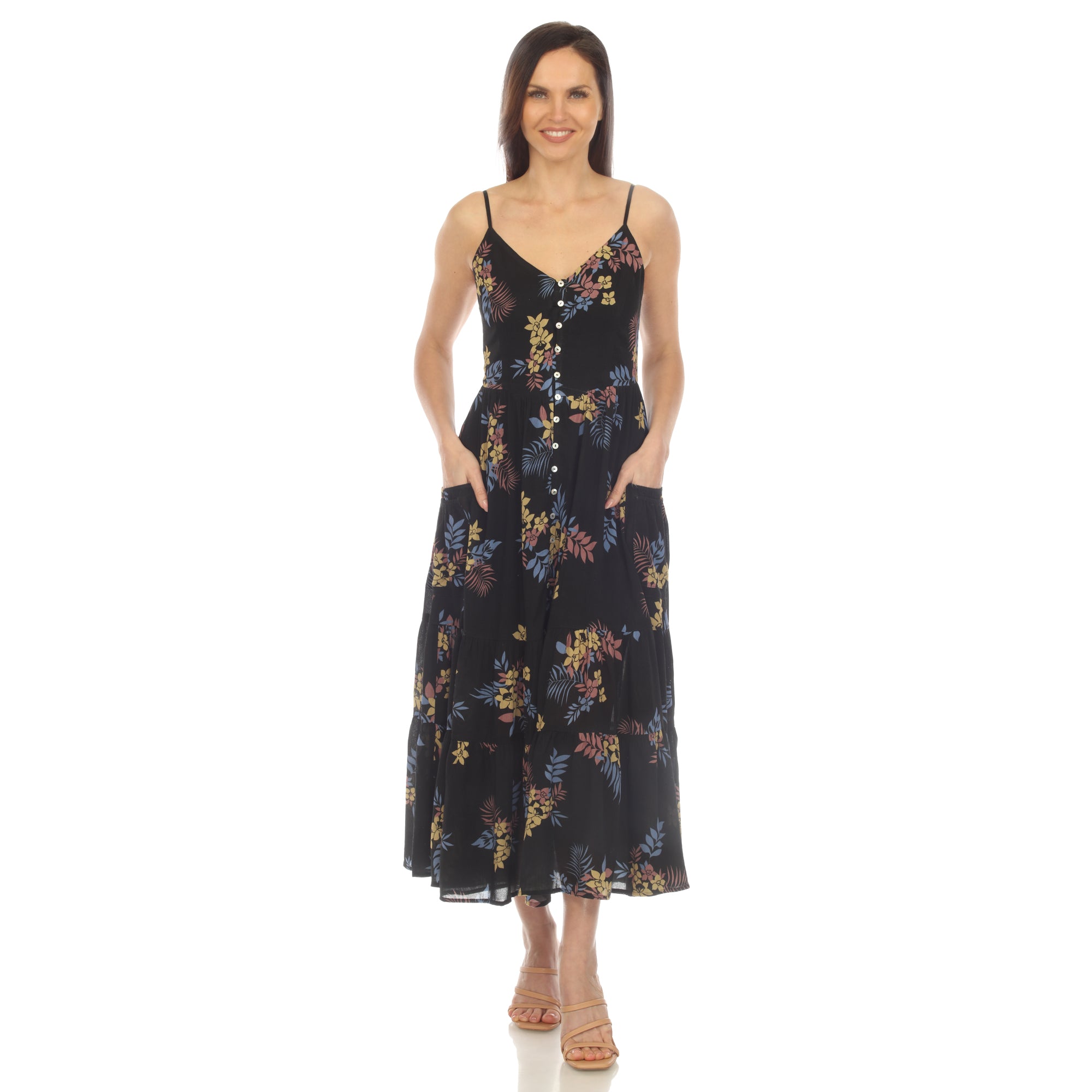 Women's V-Neck Floral Print Maxi Dress