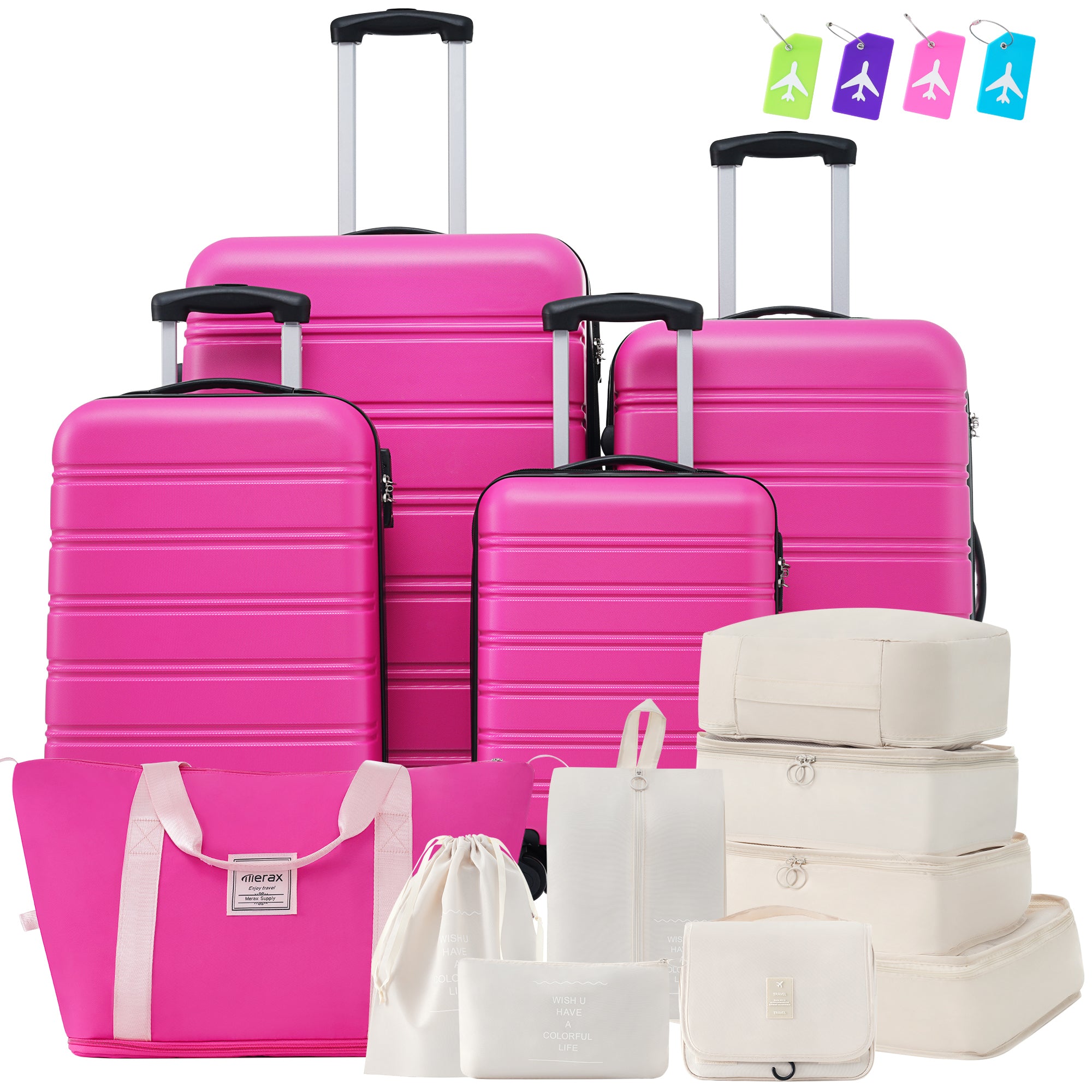 Hardshell Luggage Sets 4 pcs + Bag Spinner Suitcase with TSA Lock Lightweight-16""+20""+24""+28"" Luggages