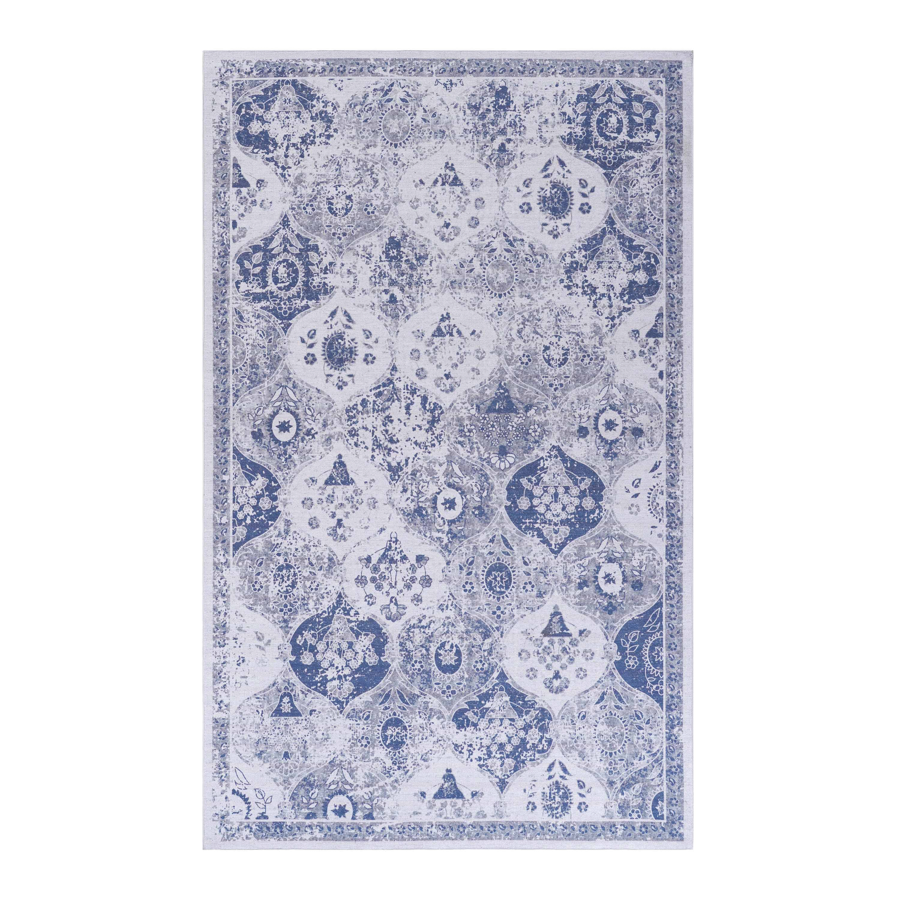 Naar 2x3 Blue Area Rug, Machine Washable Area Rugs, Low-Pile Non-Slip Non-Shedding Foldable  (Blue, 2x3)