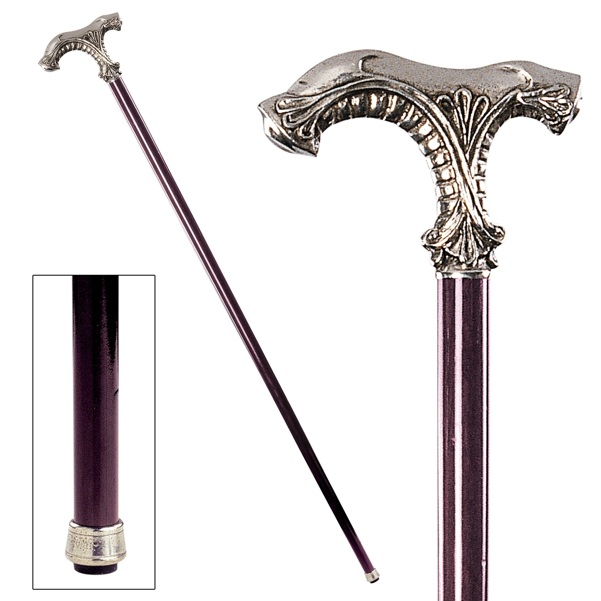 Classic Ornate Pewter Walking Stick