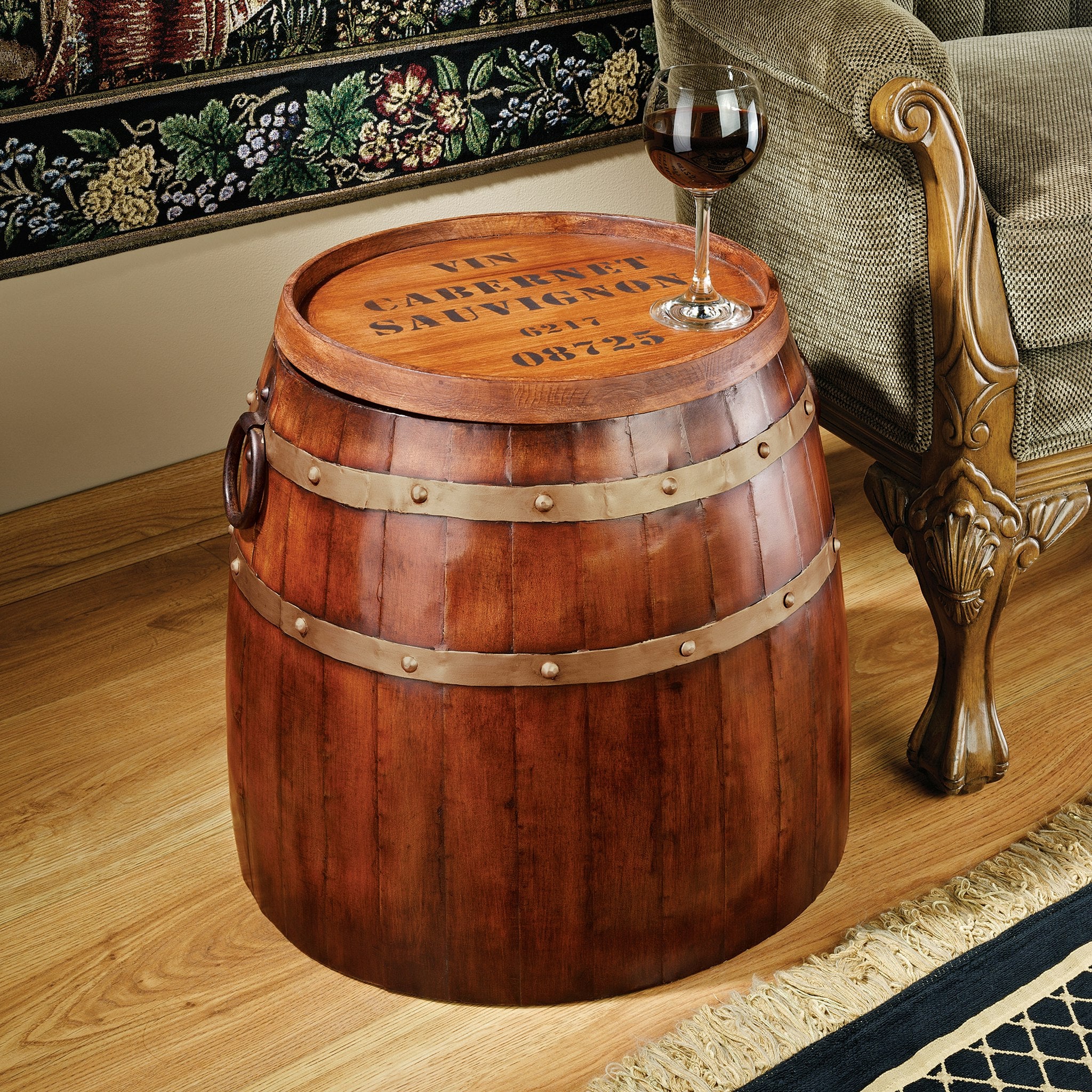 French Wine Barrel Side Table