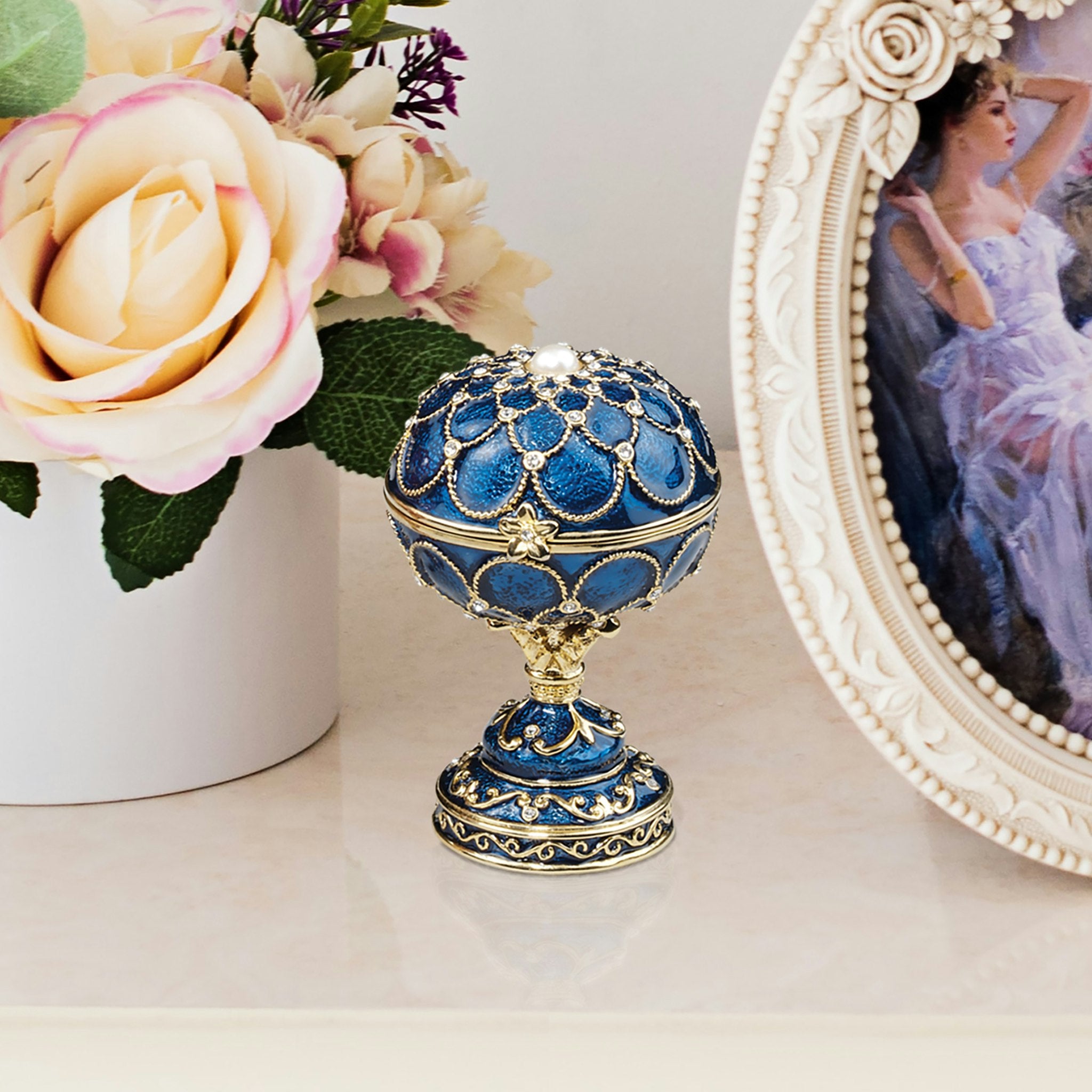 Royal Palace Collection Romanov Style Enameled Egg: Peterhof