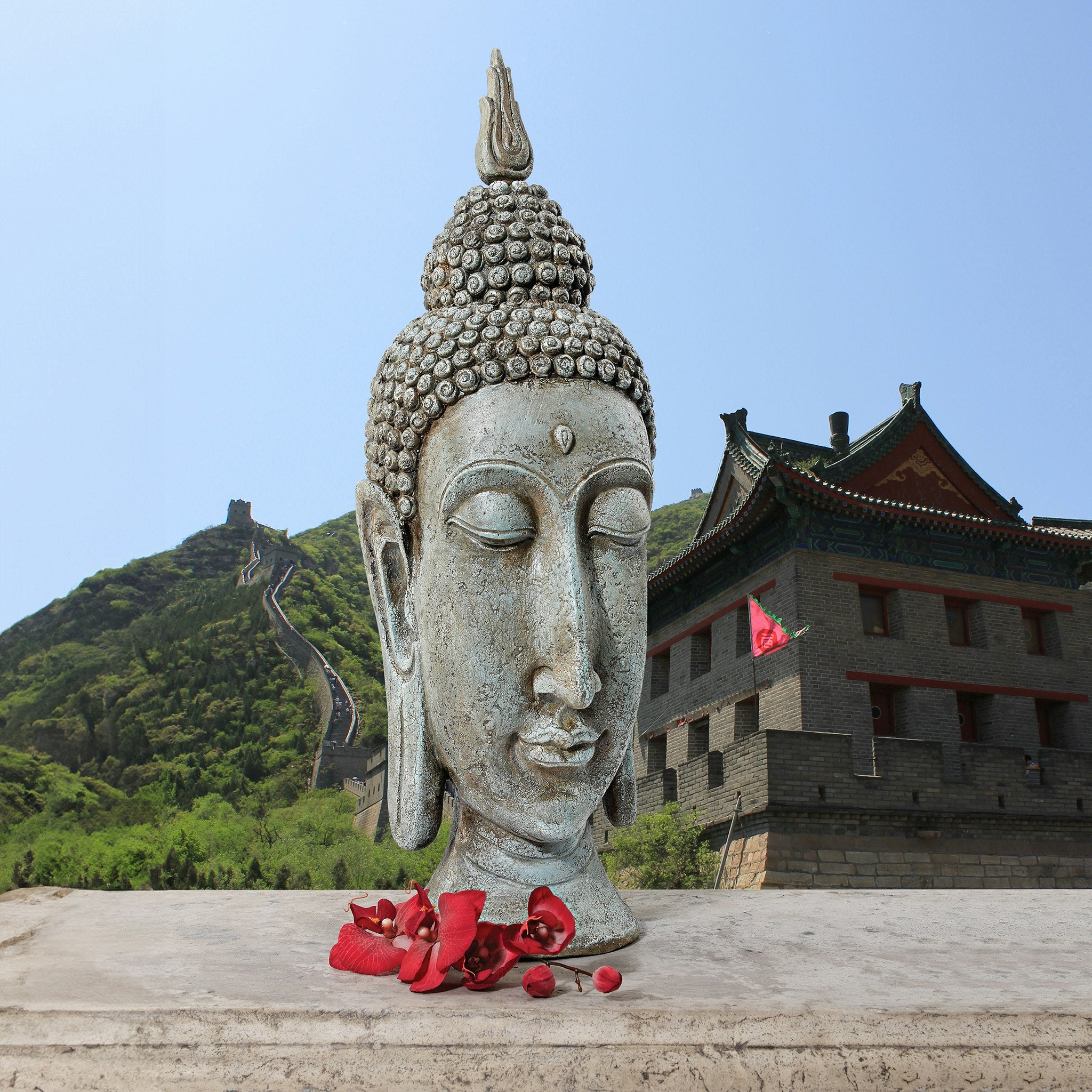 Sukhothai Buddha Asian Garden Sculptural Bust