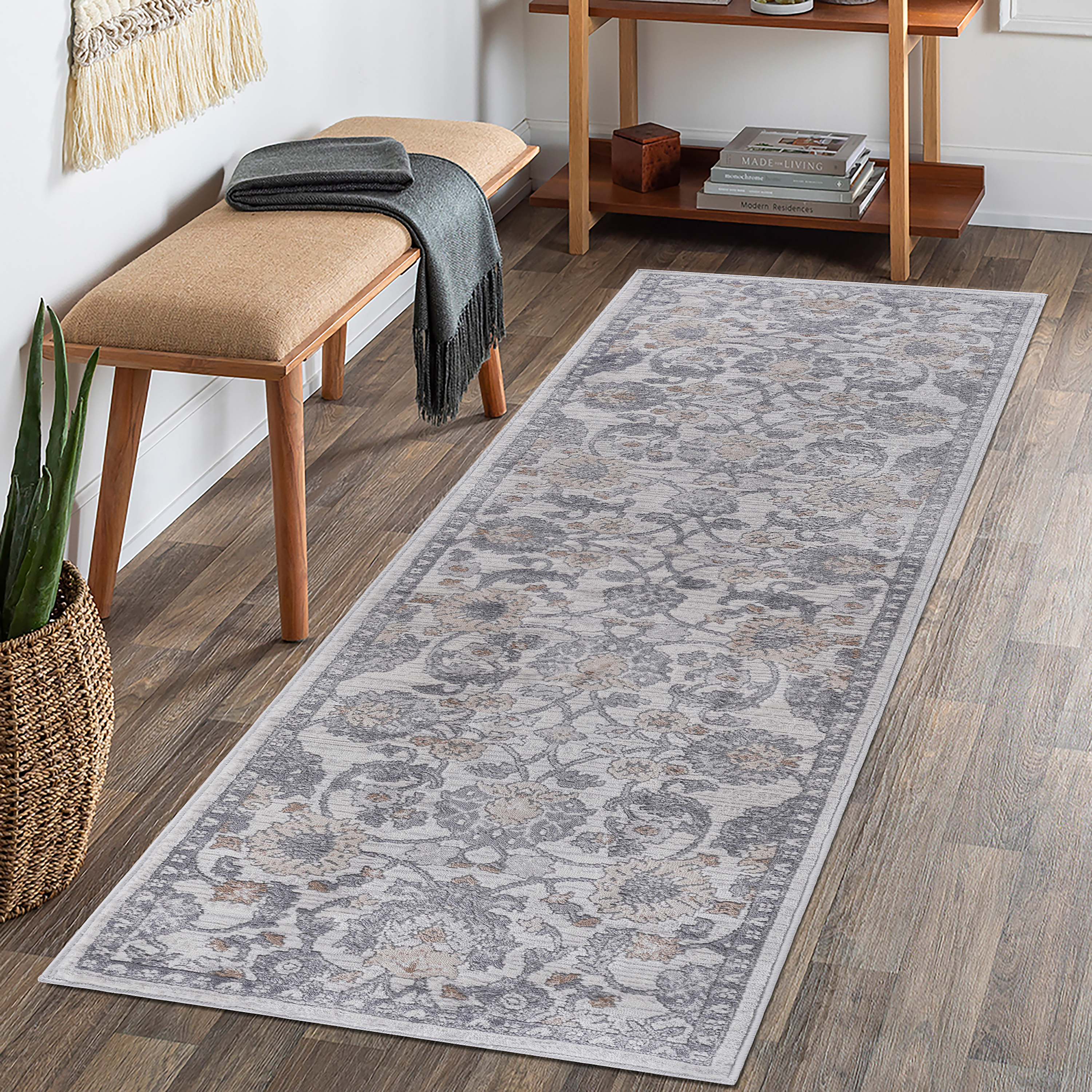 NAAR MARFI Collection 2X8 Sand/Ivory/Oriental Non-Shedding and Stain Resistant Area Rug