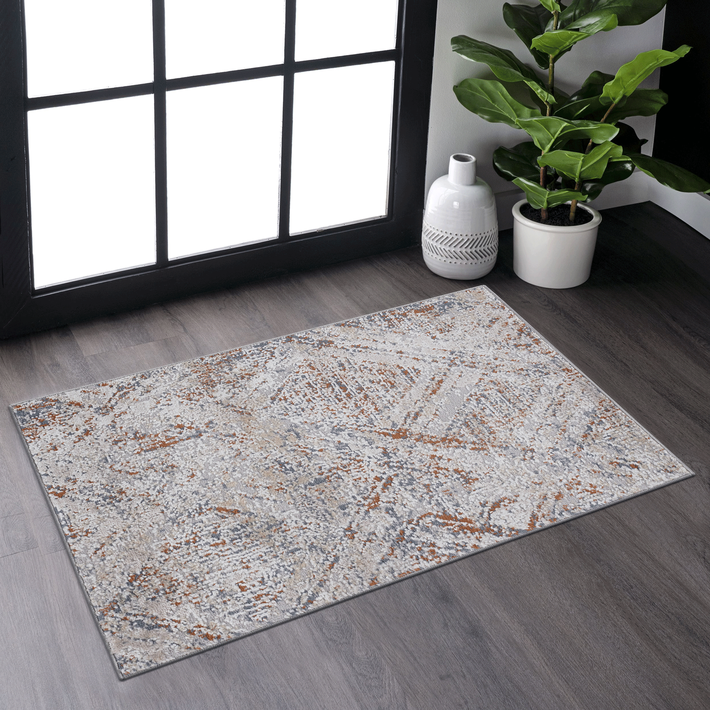 NAAR PAYAS Collection 2X3 Beige /Geometric Non-Shedding and Stain Resistant Area Rug