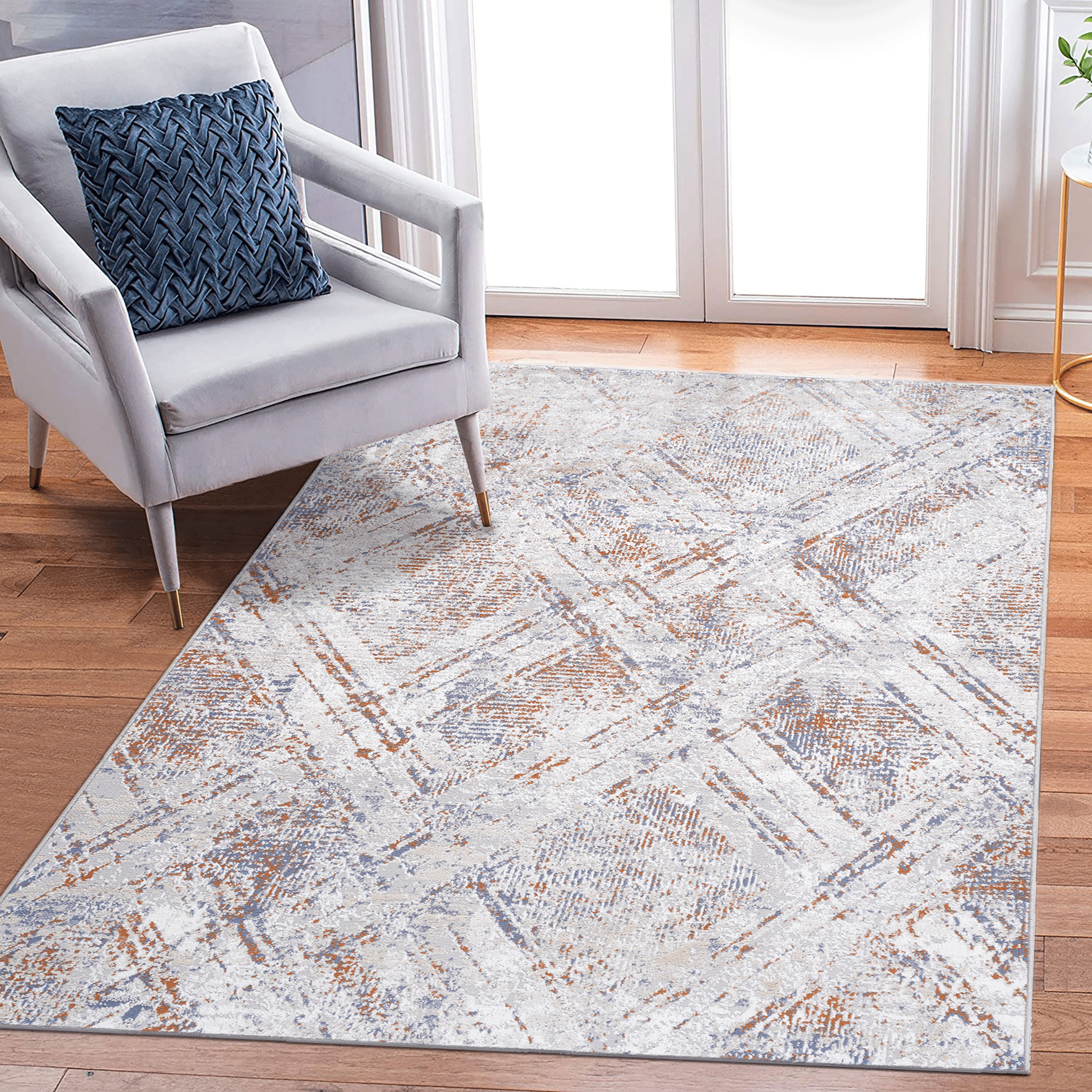 NAAR PAYAS Collection 5X7 Beige /Geometric Non-Shedding Living Room Bedroom Dining Home Office Stylish and Stain Resistant Area Rug