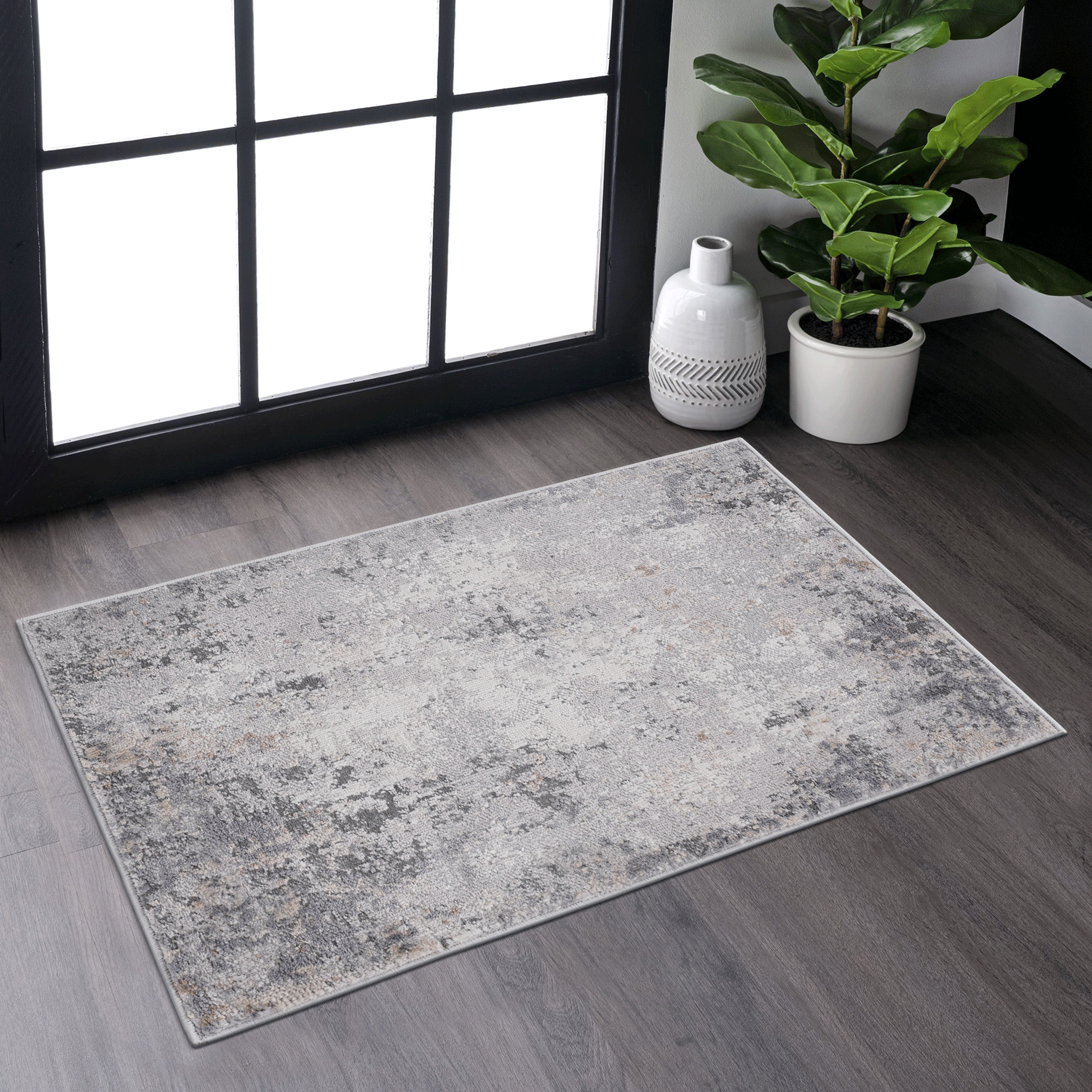 NAAR MARFI Collection 2X3 Ivory/Sand/Abstract Non-Shedding  and Stain Resistant Area Rug