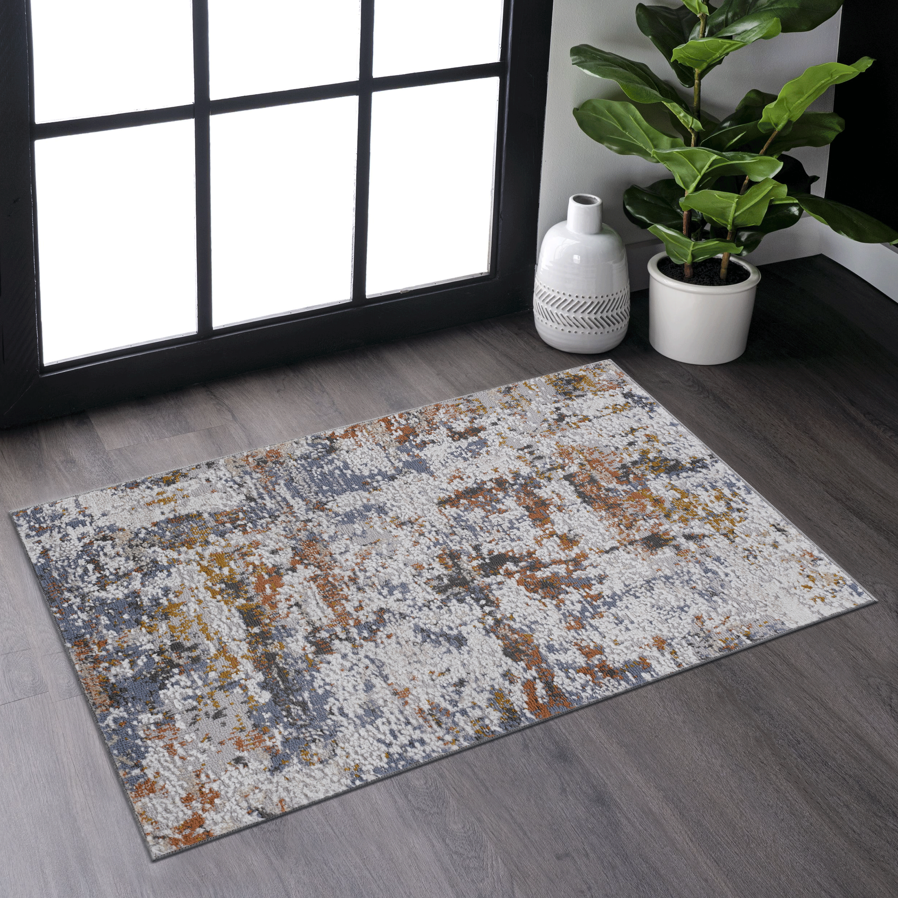 NAAR PAYAS Collection 2X3 Ivory/Blue/Traditional Non-Shedding and Stain Resistant Area Rug