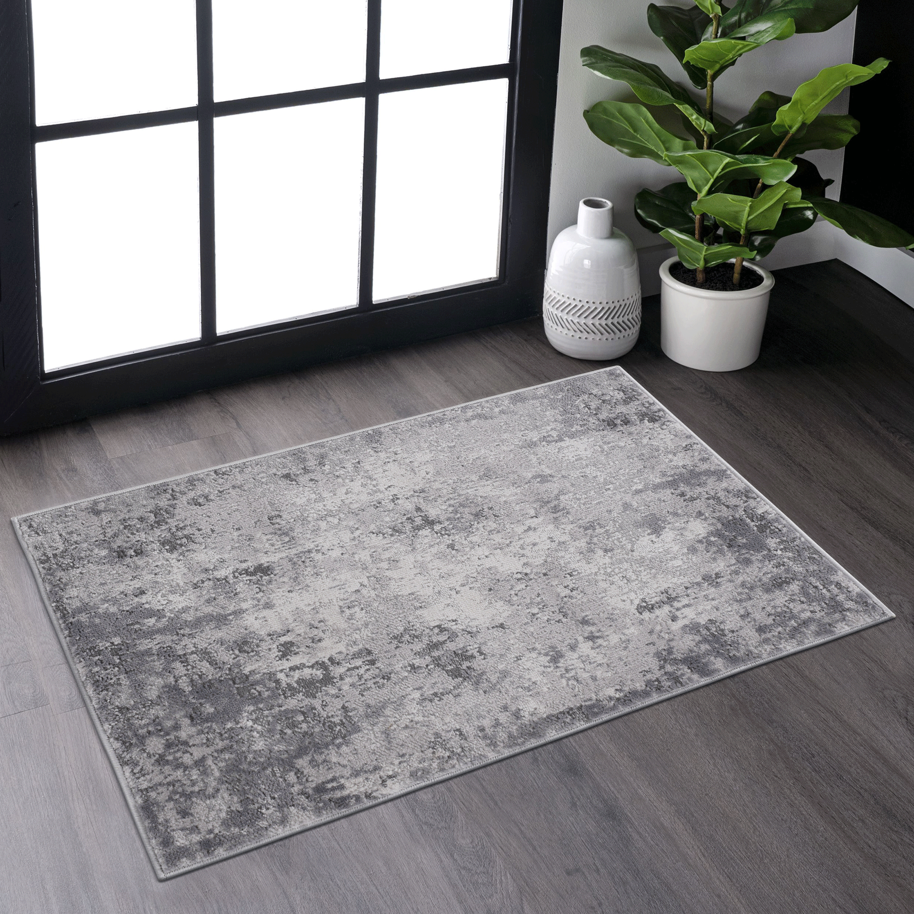 NAAR MARFI Collection 2X3 Light Grey/Abstract Non-Shedding  and Stain Resistant Area Rug