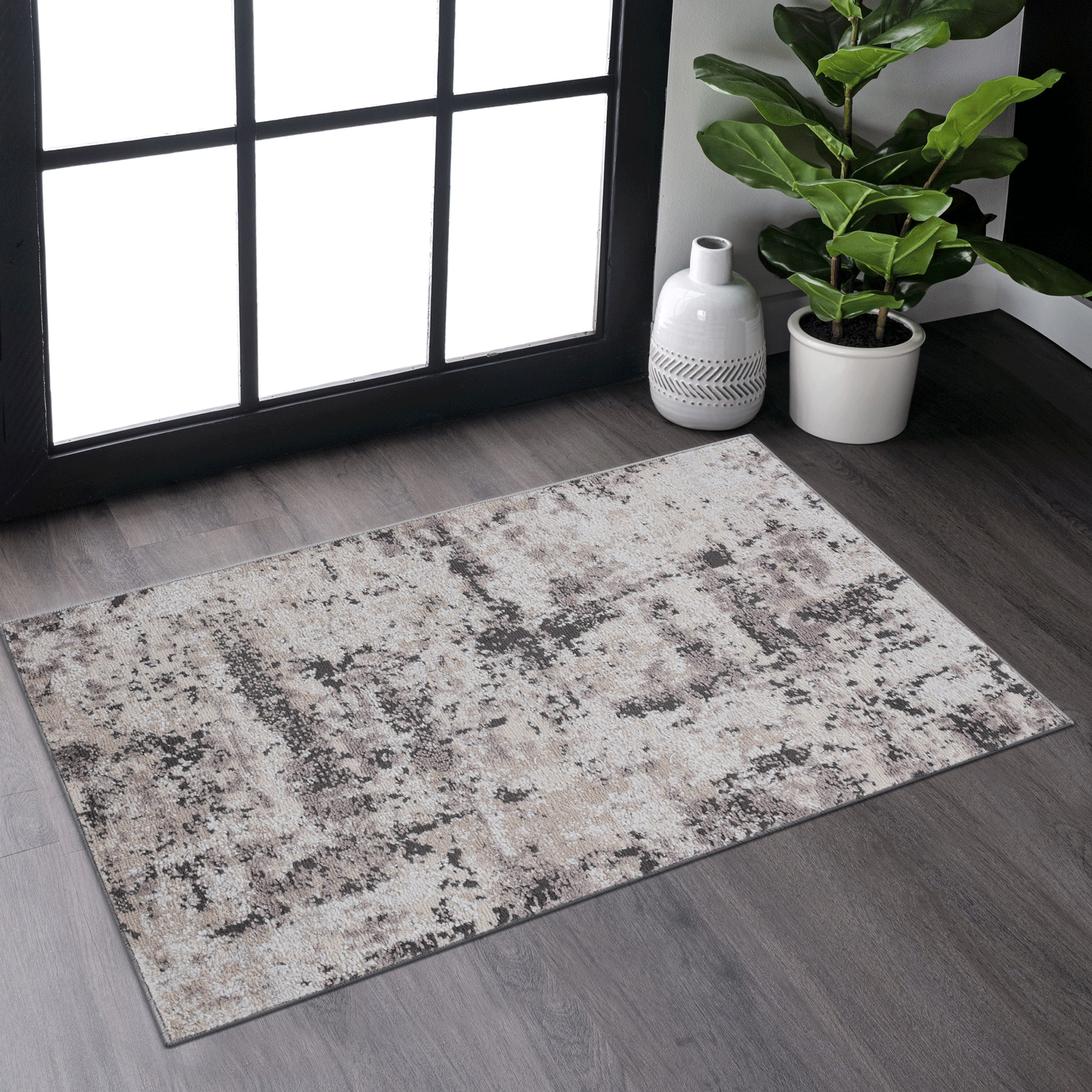 NAAR PAYAS Collection 2X3 Cream/Brown/Traditional Non-Shedding and Stain Resistant Area Rug