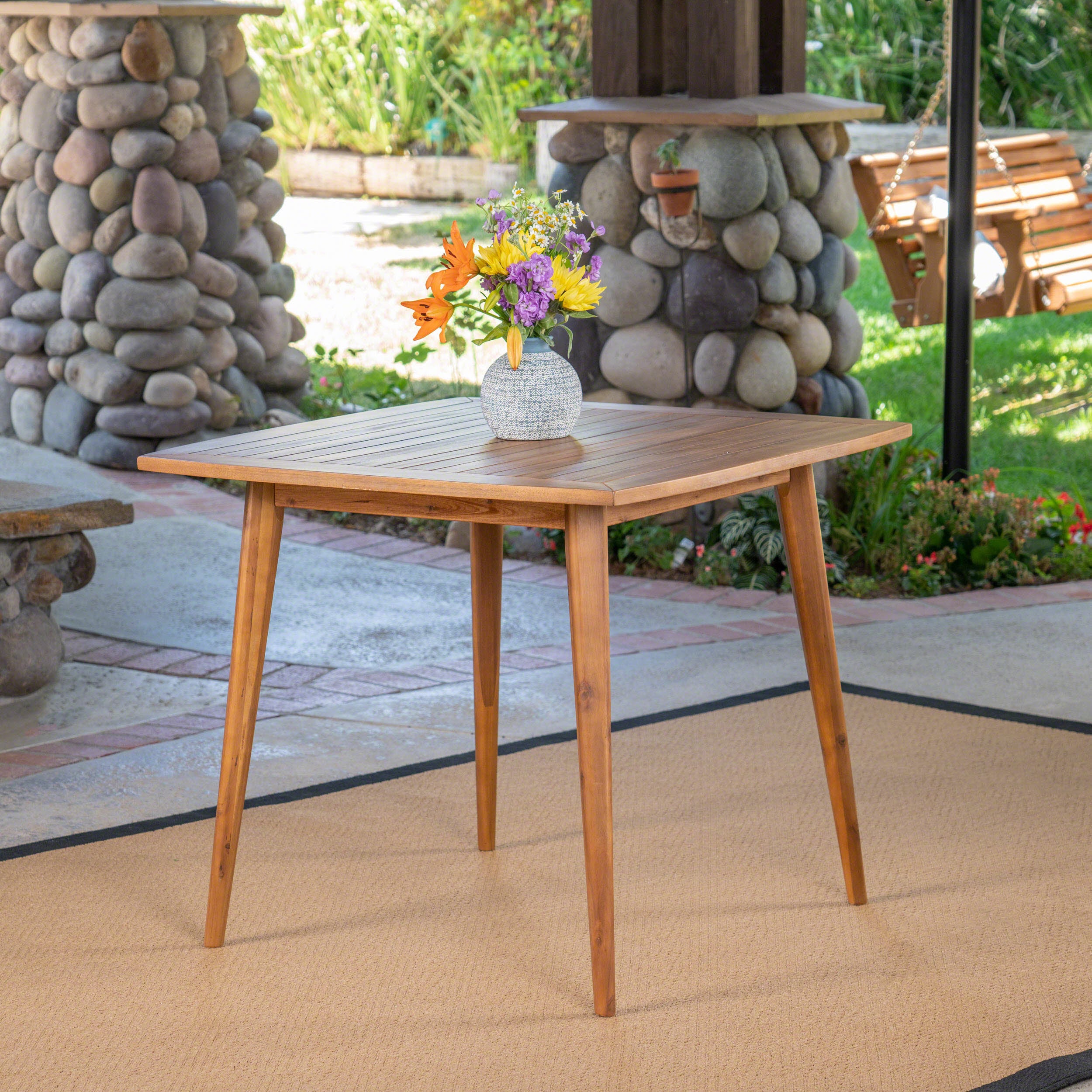 Indoor Square Acacia Wood Dining Table, Teak