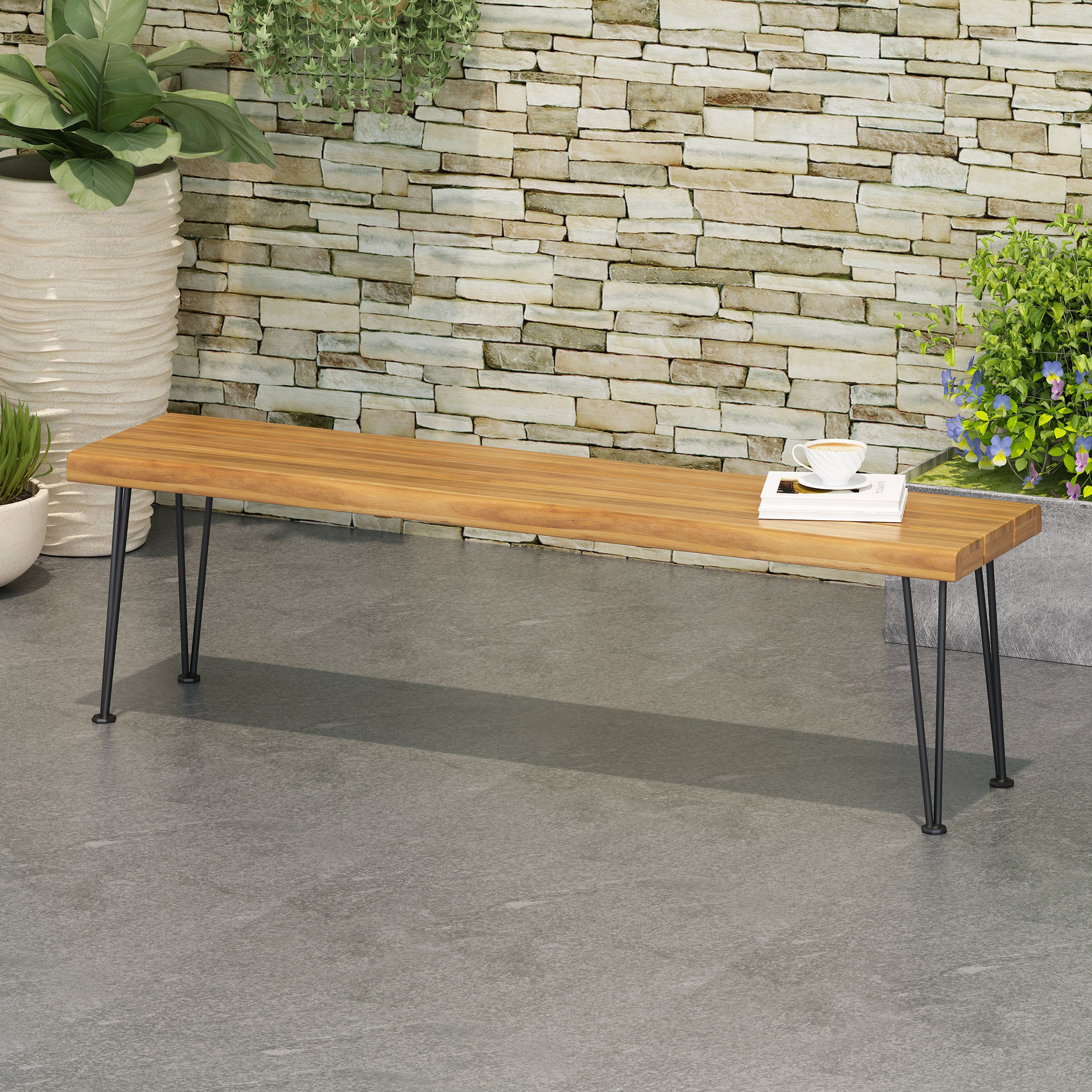 ZION INDUSTRIAL WOOD AND METAL RECTANGULAR BENCH