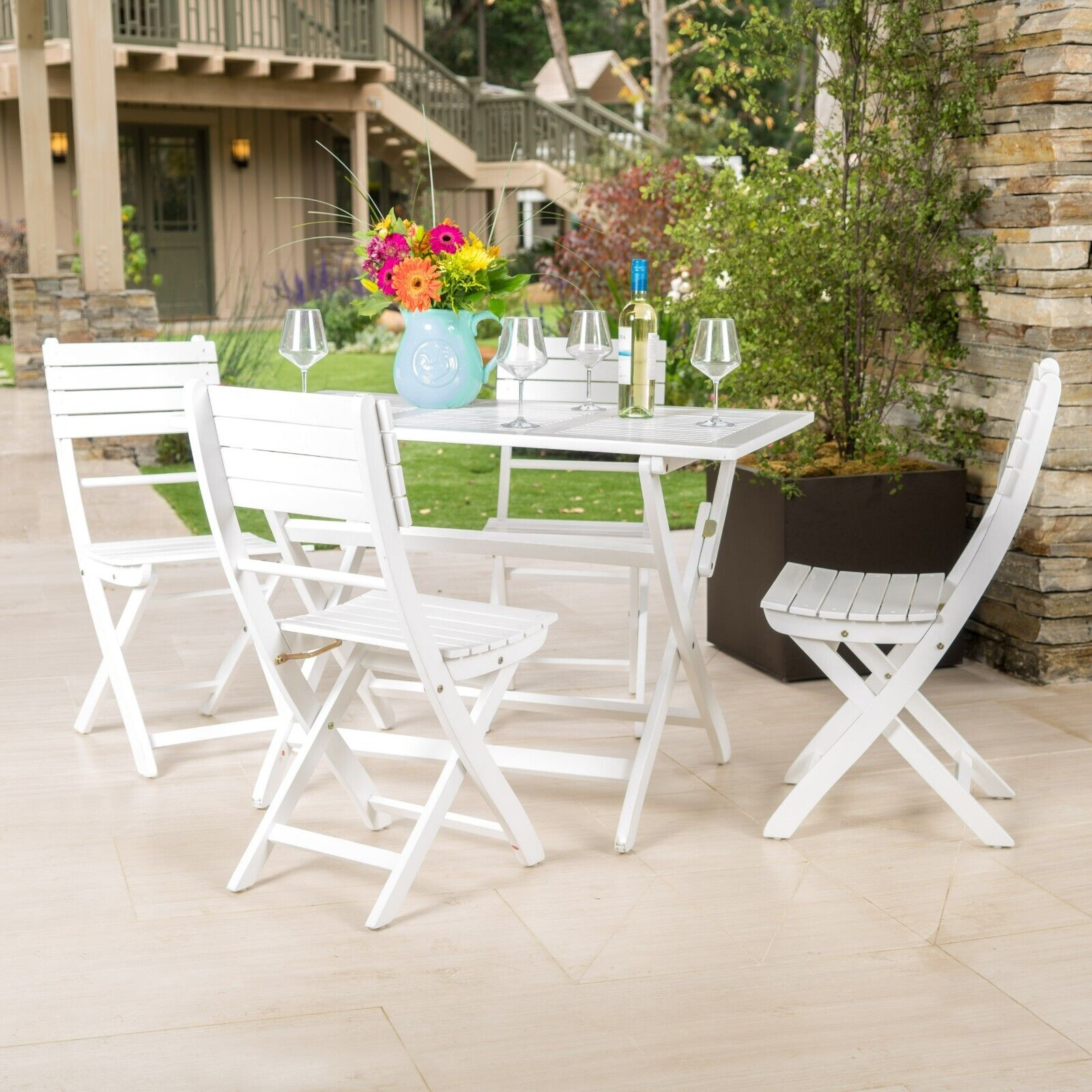 POSITANO FOLDABLE DINING SET, WHITE