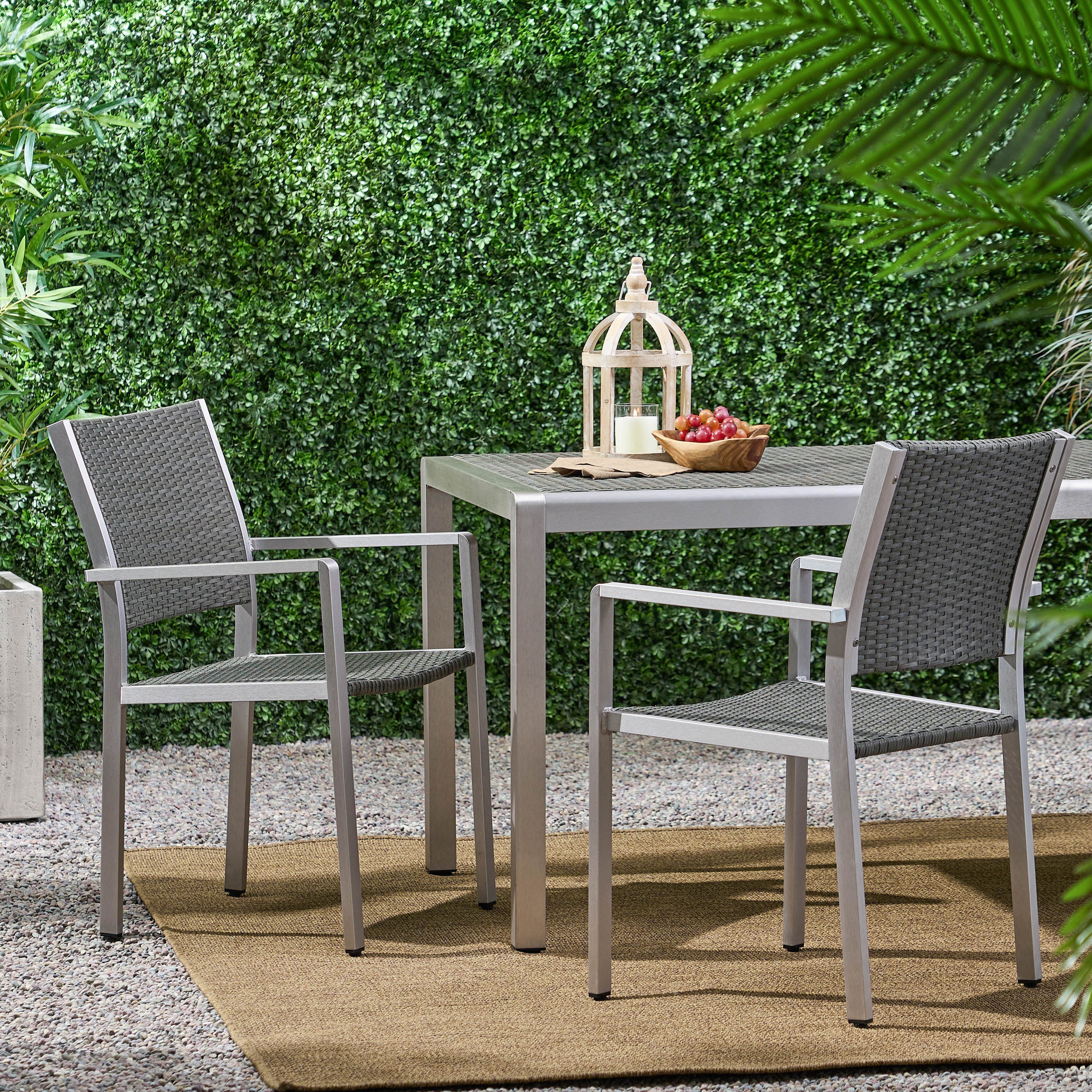 Cape Coral Outdoor Wicker Dining Chairs , 2-Pcs Set, Grey by Christopher Knight Home