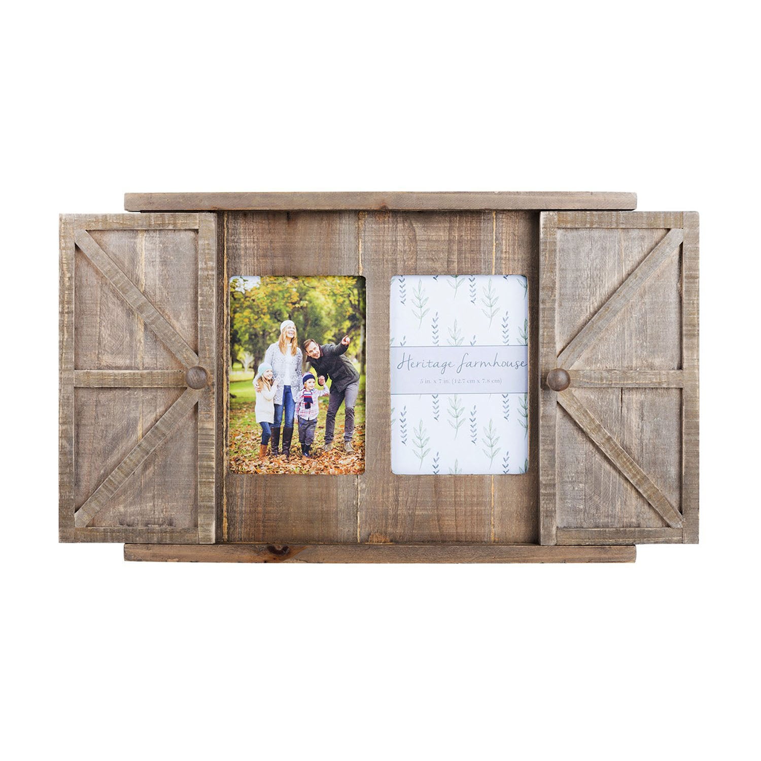 Multi Wood Barn Door Picture Frame, 2 Openings Photo Frame