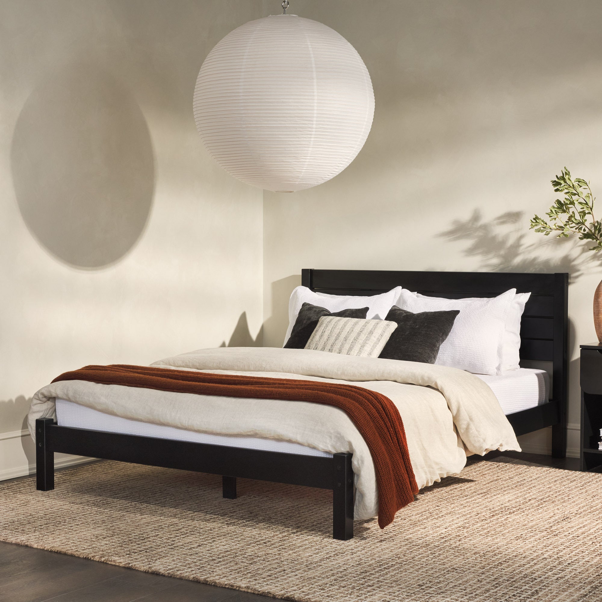 Modern Minimalist Boho Queen Bedframe  Black