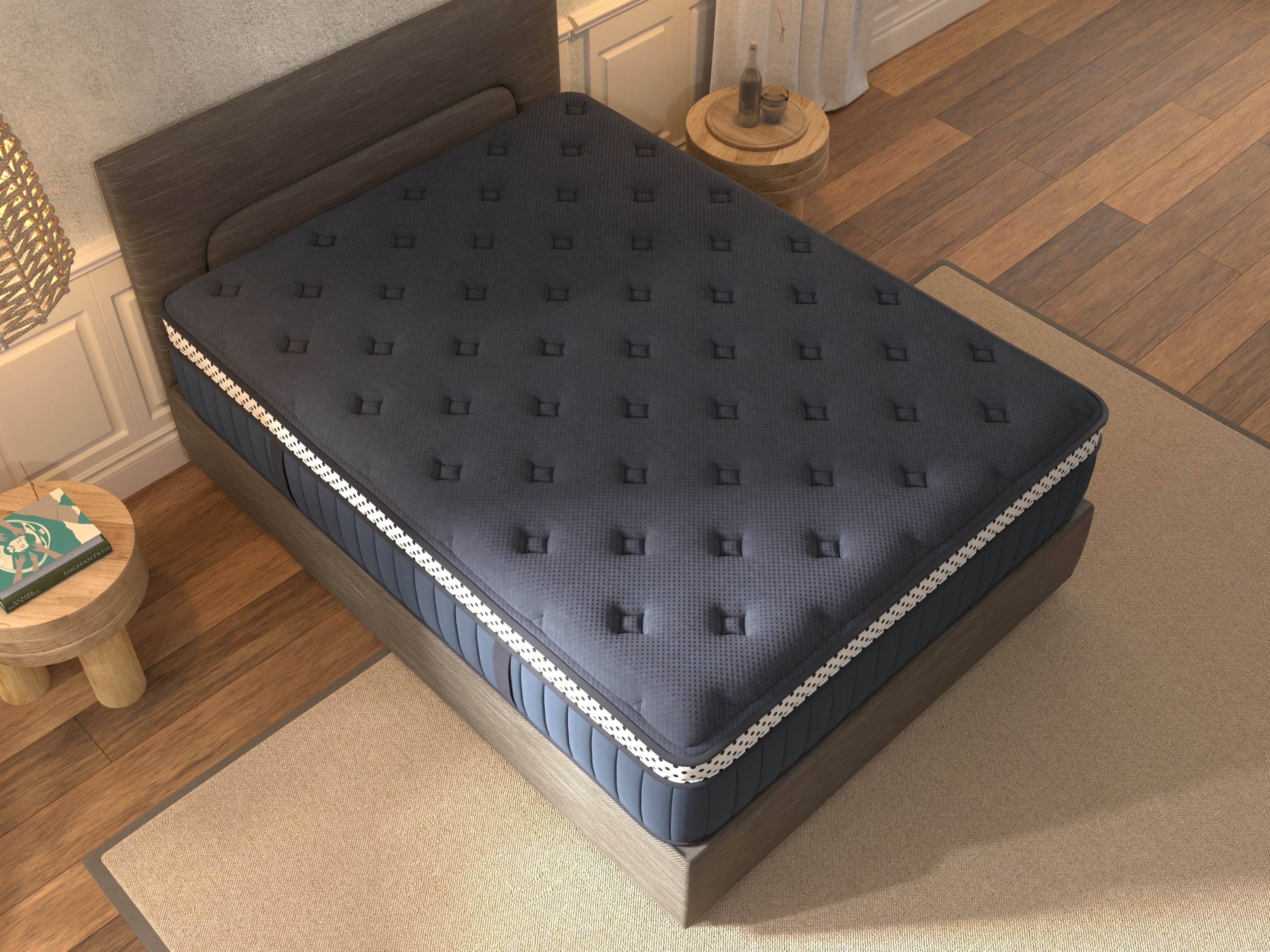 Wink Luxury Handcrafted Blue 15"" Box Top Twin Mattress