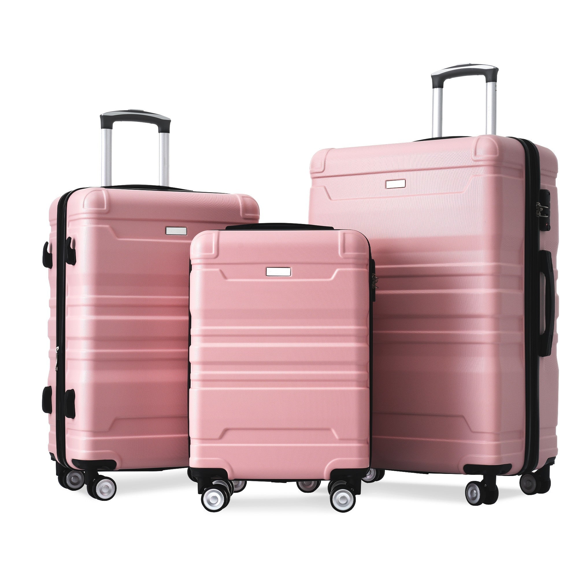 Luggage Sets New Model Expandable ABS Hardshell 3pcs Clearance Luggage Hardside Lightweight Durable Suitcase sets Spinner Wheels Suitcase with TSA Lock 20''24''28''(pink)