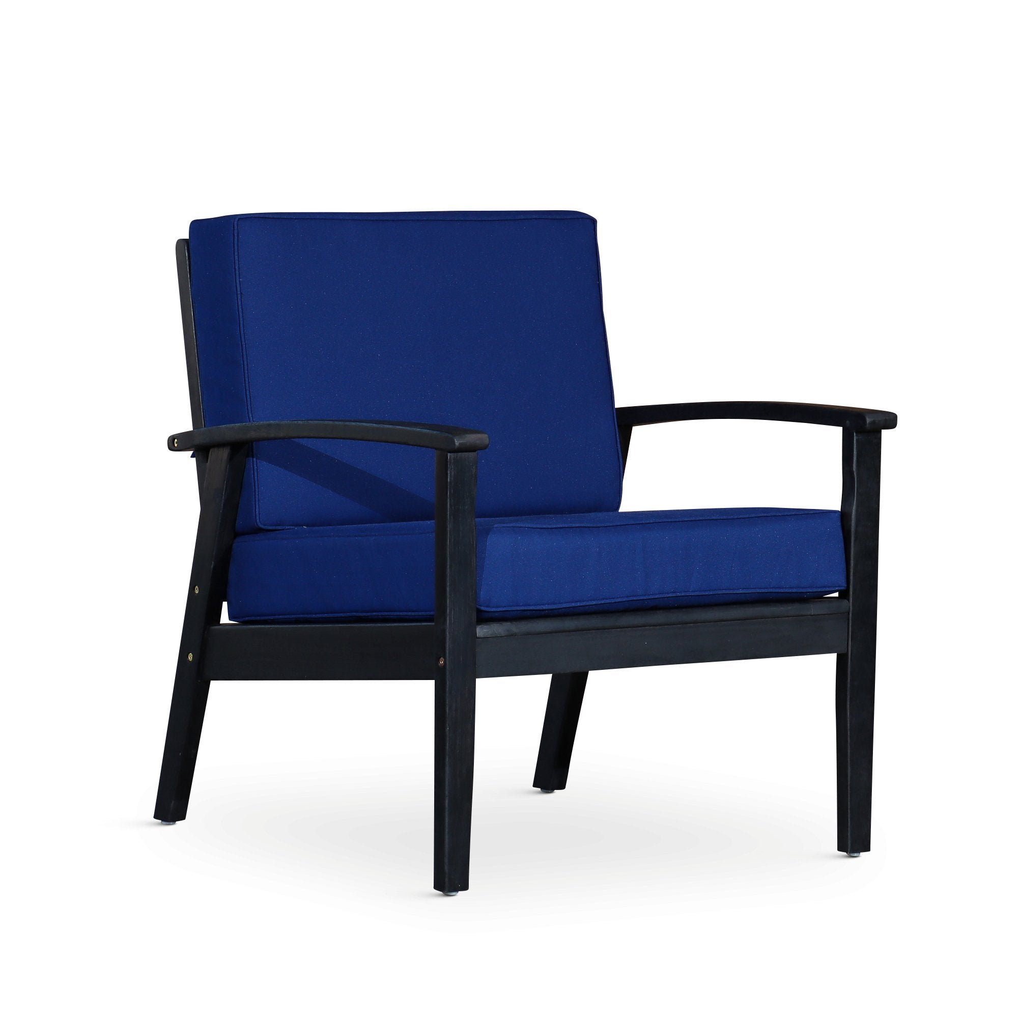 Deep Seat Outdoor Chair, Espresso Finish, Navy Cushions