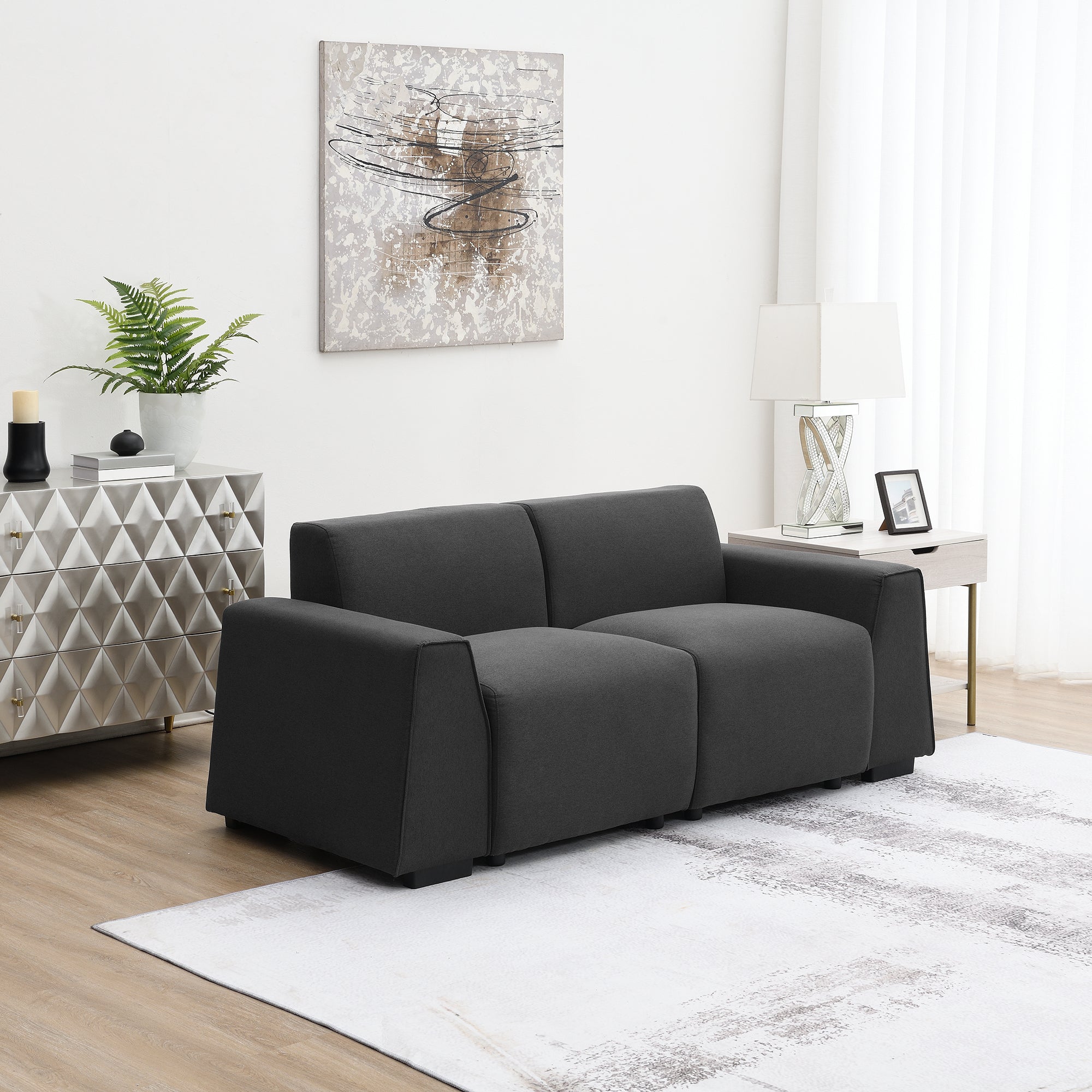 Modern Linen Fabric Sofa,Stylish and Minimalist 2-3 Seat Couch