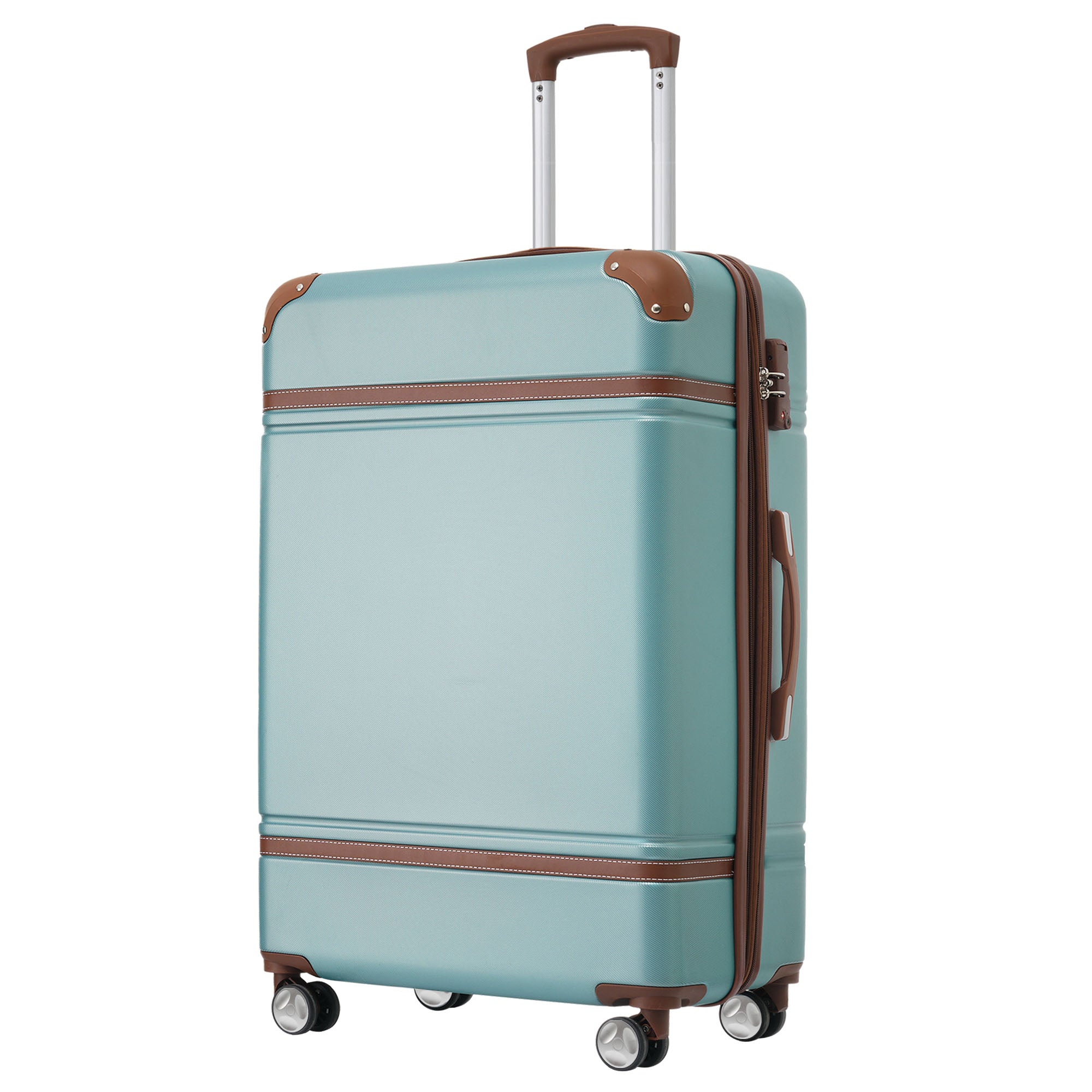 24 IN Luggage 1 Piece with TSA lock , Expandable Lightweight Suitcase Spinner Wheels, Vintage Luggage,Blue Green