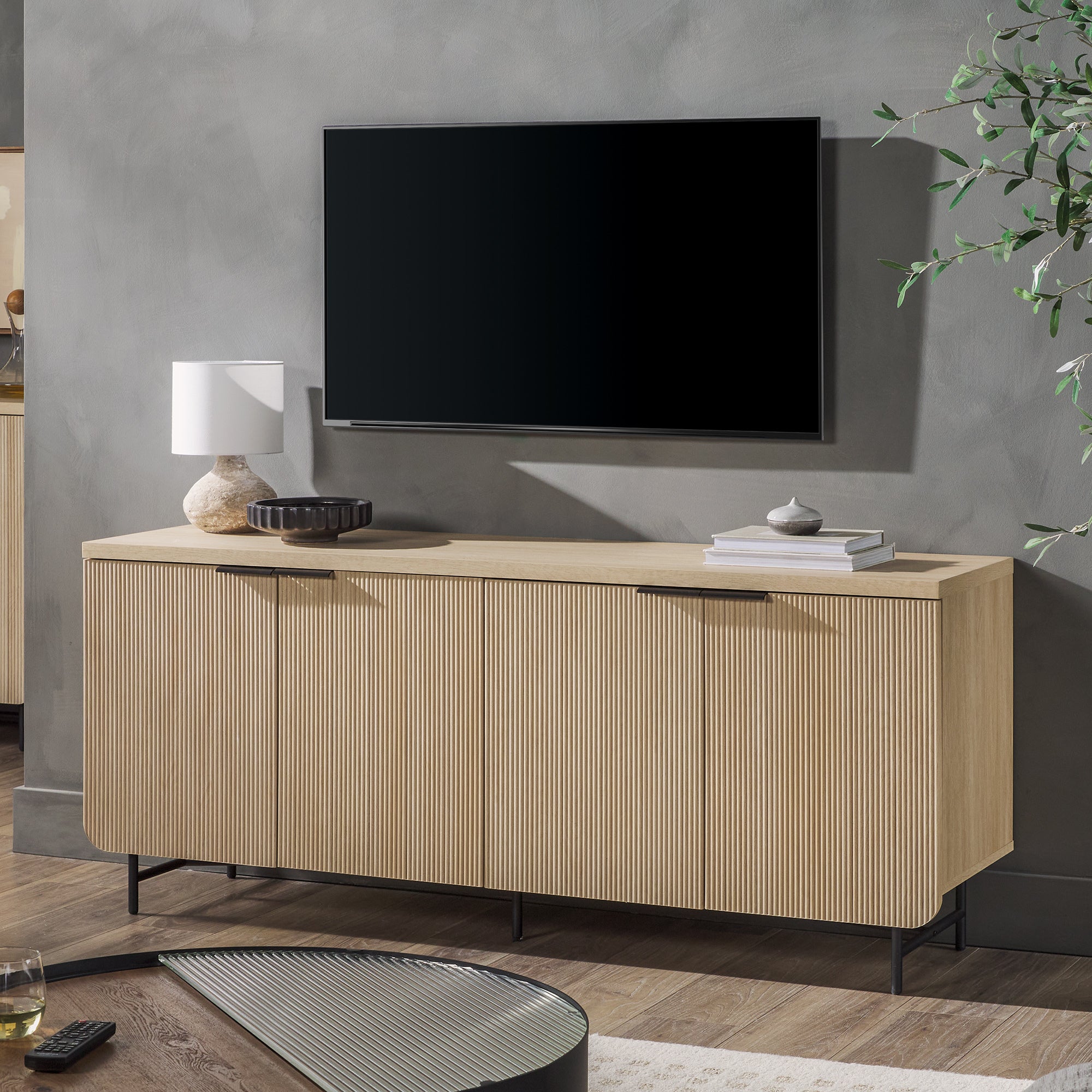 Modern Fluted-Door Minimalist Storage Sideboard