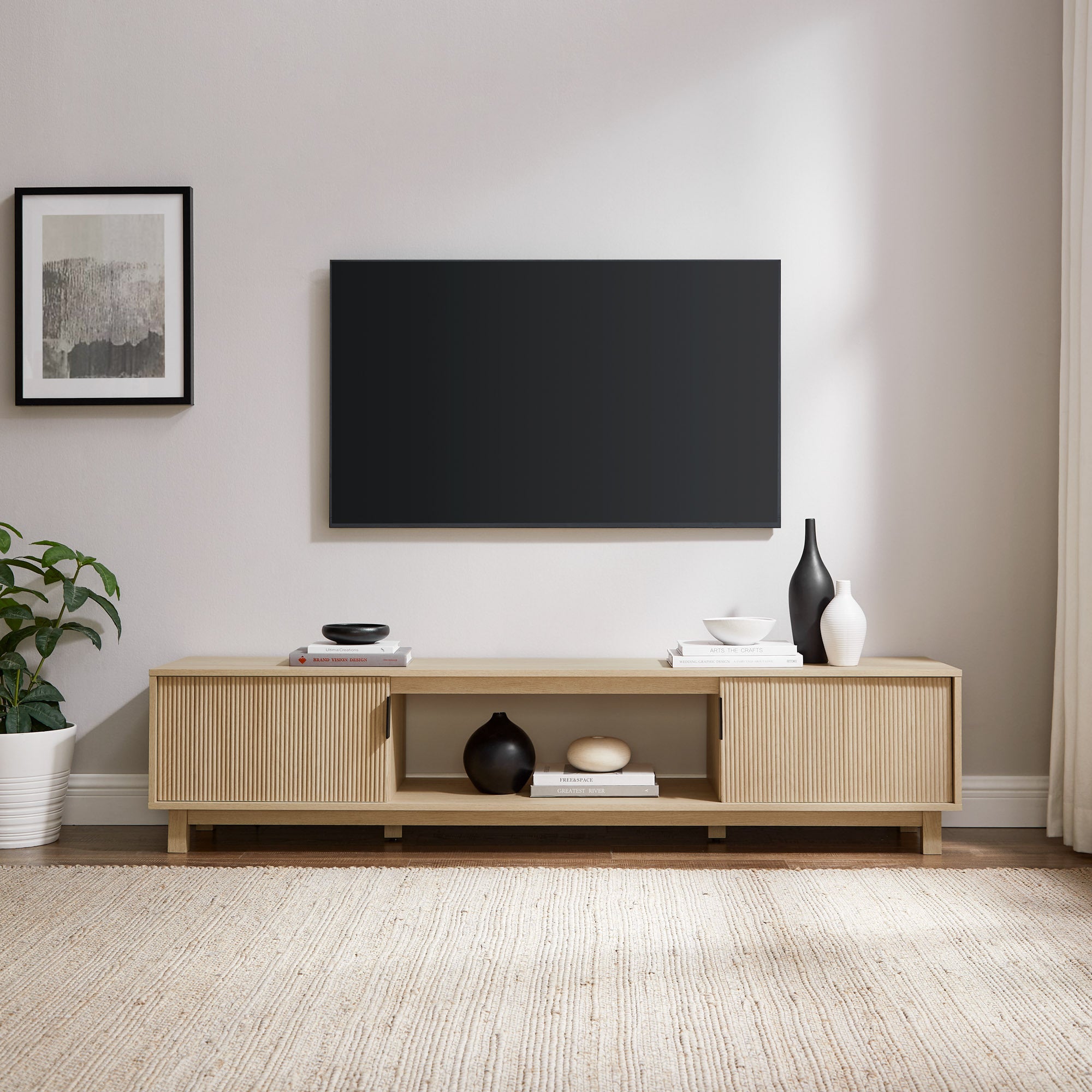 Modern Fluted-Door Minimalist TV Stand