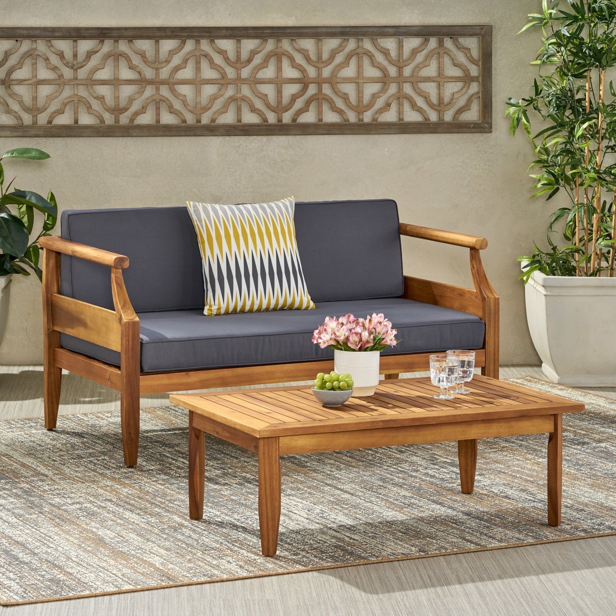 Aston Acacia Wood Outdoor Loveseat Set