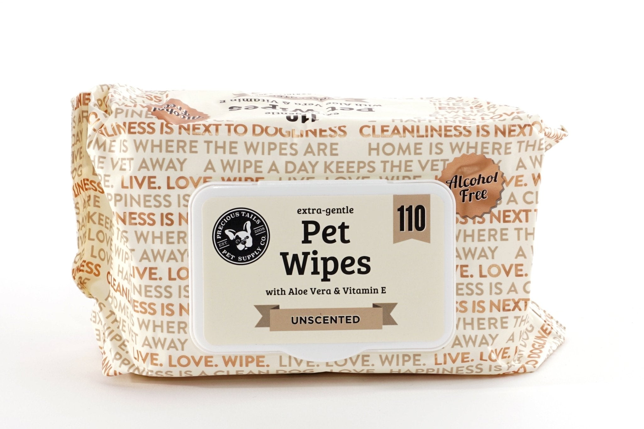 110pc Pet Wipes Unscented with Aloe Vera and Vitamin E