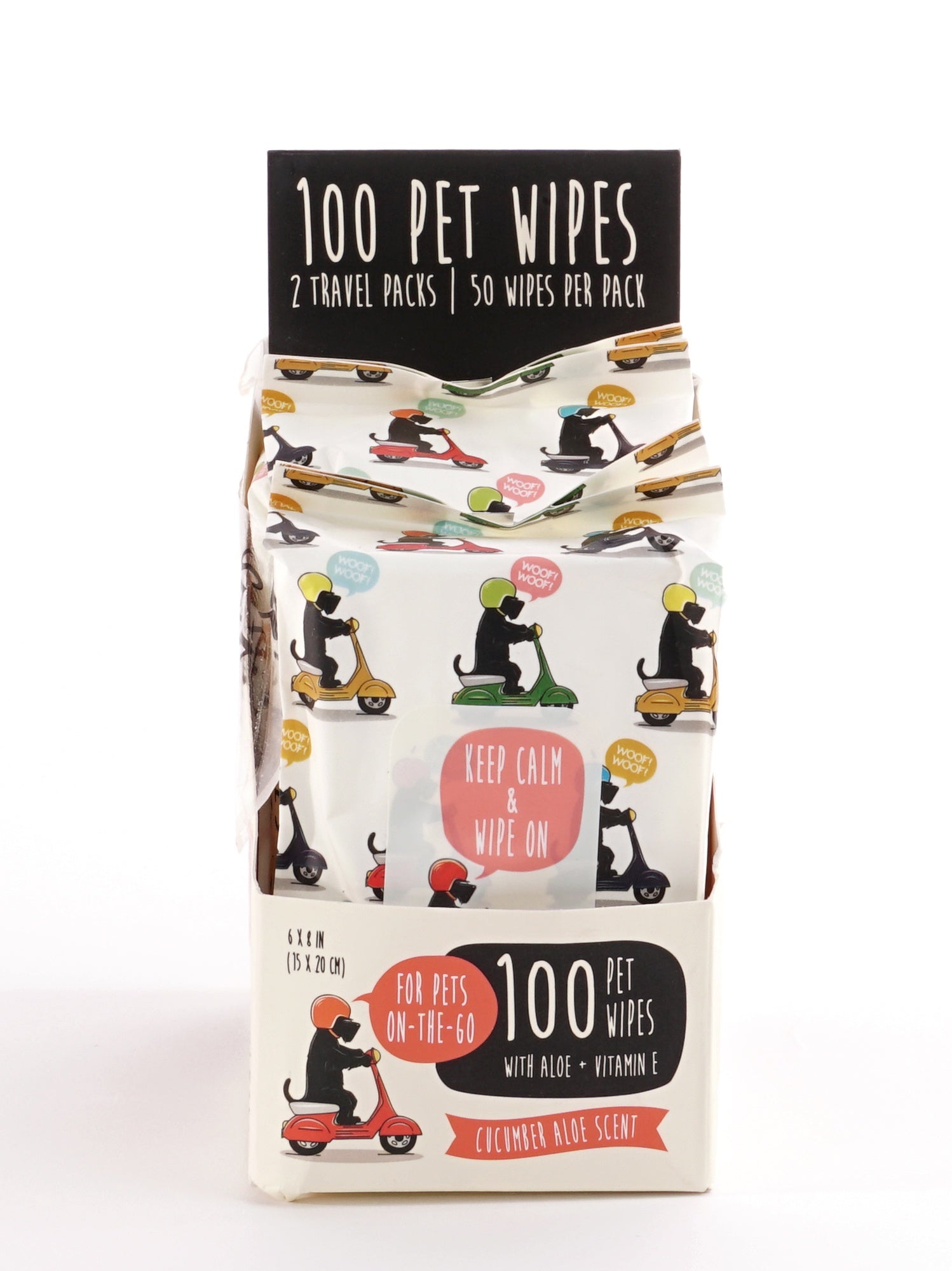 100pcs Aloe Cucumber Scented Pet Wipes - travel pack. 2 packs of 50pcs per packing.