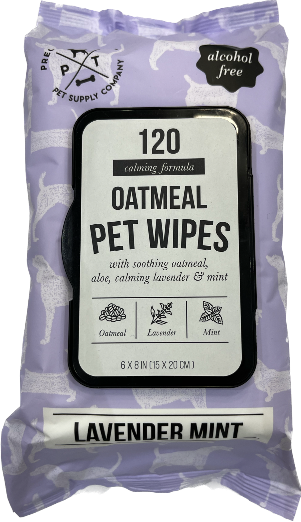 120pcs Oatmeal, Aloe, Coconut Oil, Vitamin E Pet Wipe, Lavender Mint