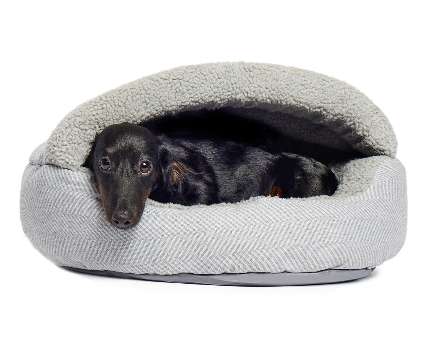 Details Pet Cave Bed, Calming Hooded Dog Bed with Pouch for Small Dogs and Cats