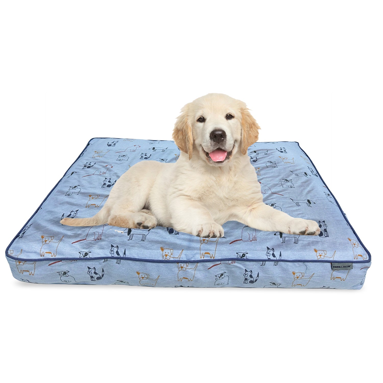 Paws and Dcor Orthopedic Dog Bed, with Outlined Dog Design XL