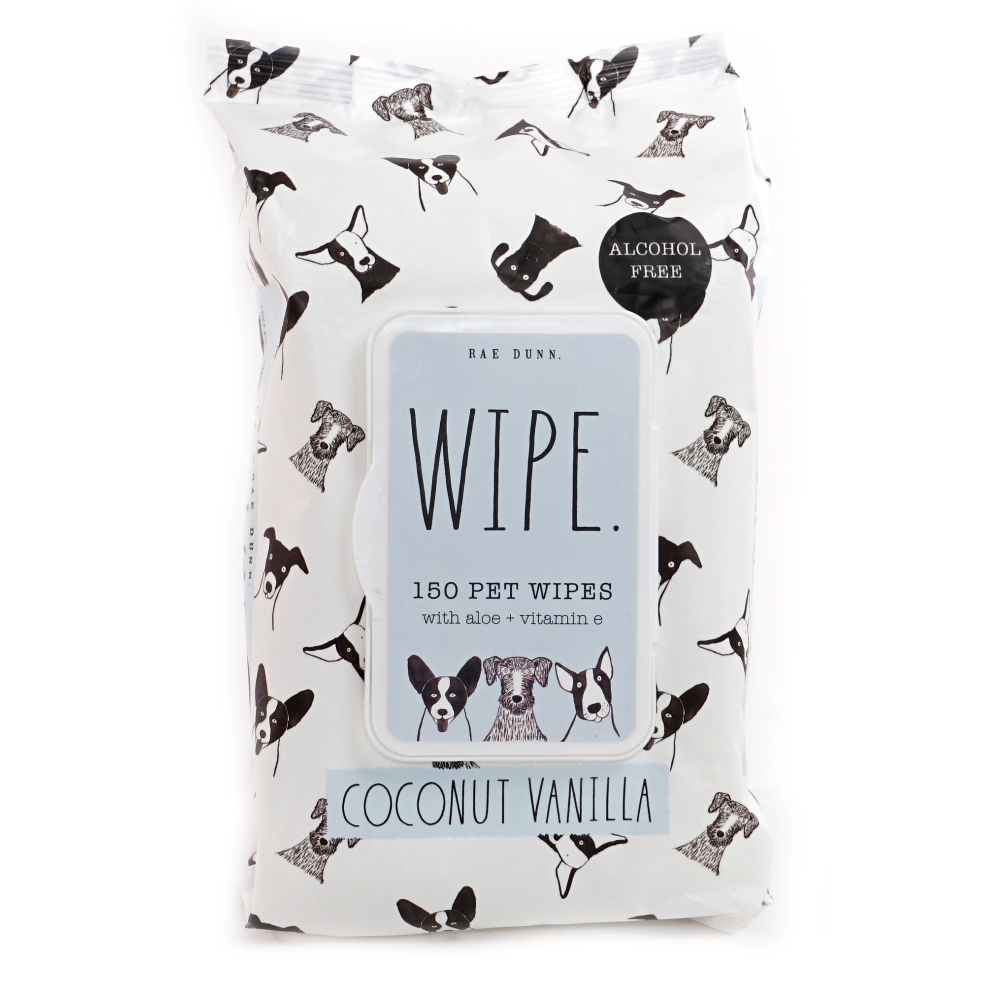 Rae Dunn ""WIPE."" Pet Wipes with Aloe and Vitamin E.  Coconut Vanilla Scent