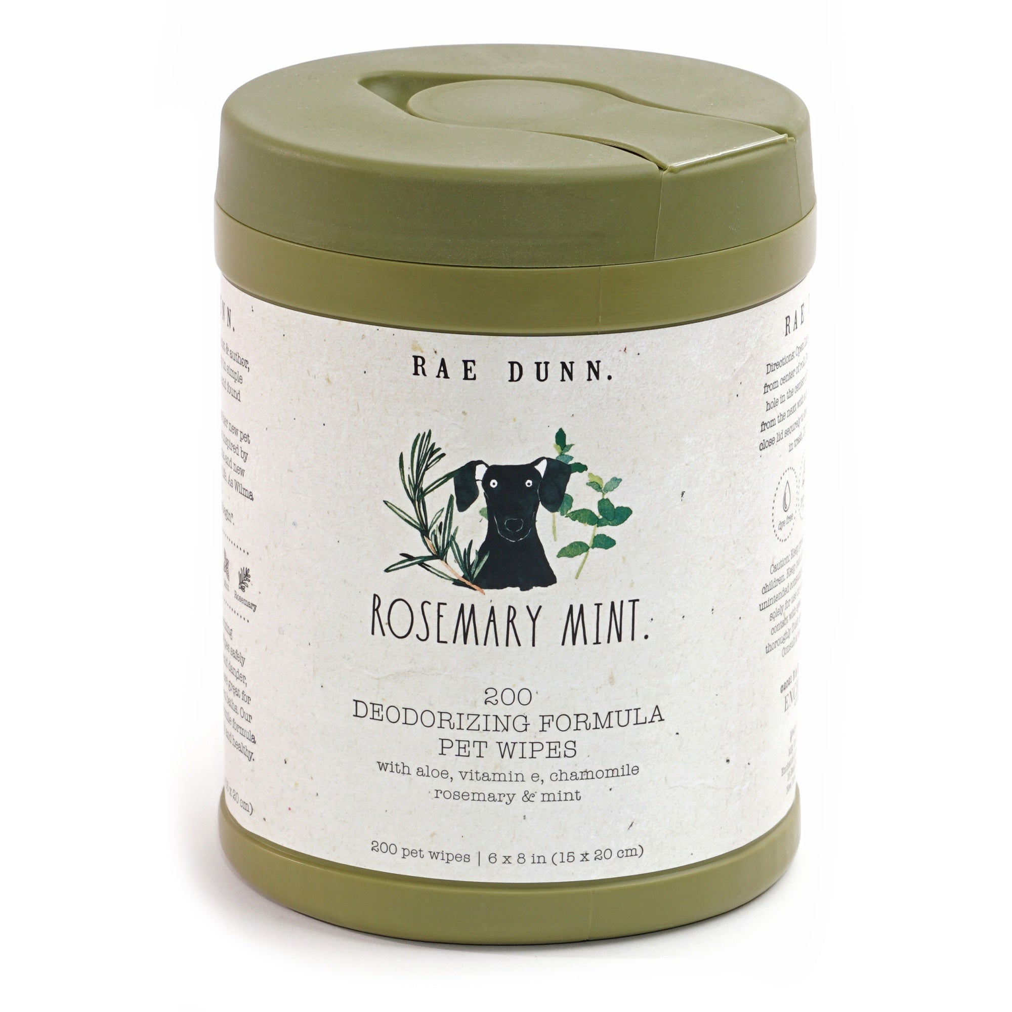 Rae Dunn Rosemary & Mint Deodorizing Formula Cannister Pet Wipes