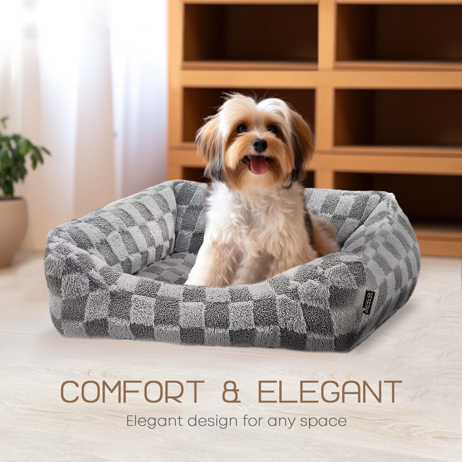 Reserve Checkered Cuddler, Ultra-Soft & Elegant Pet Bed for Dogs & Cats