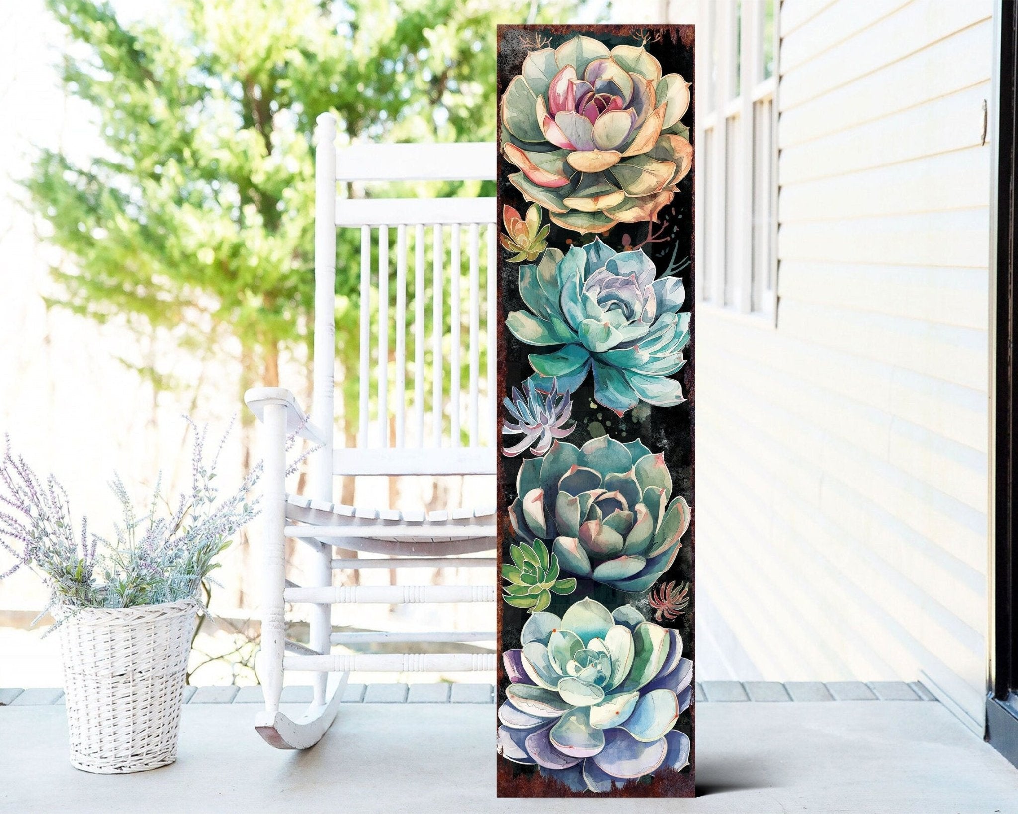 36-Inch Spring Porch Sign with Succulent Design