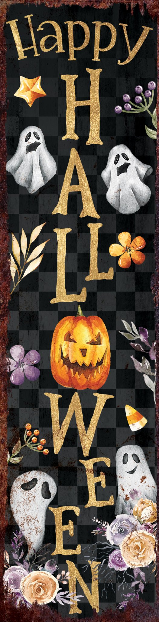 36in Happy Halloween Porch Sign - Front Porch Halloween Welcome Sign